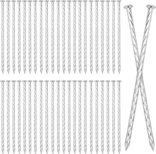 60 estacas de jardín galvanizadas de metal en espiral de 8 pulgadas, estacas de jardín de metal galvanizado no óxido, clavos de jardín para césped