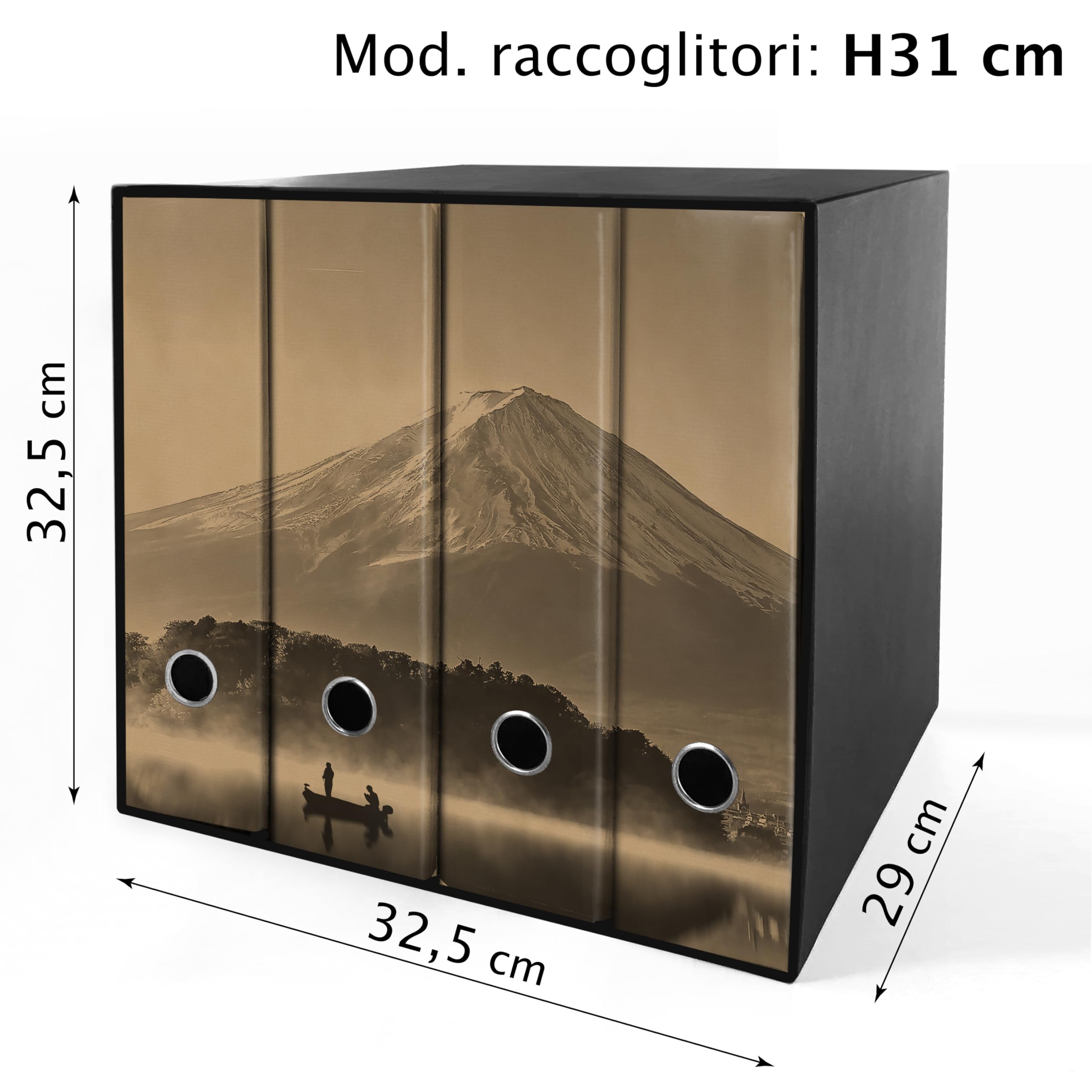 Raccoglitori ad anelli Avana MONTE FUJI- Set da 4 raccoglitori - SHAREPRINTING Faldoni (H31 a 2 anelli)
