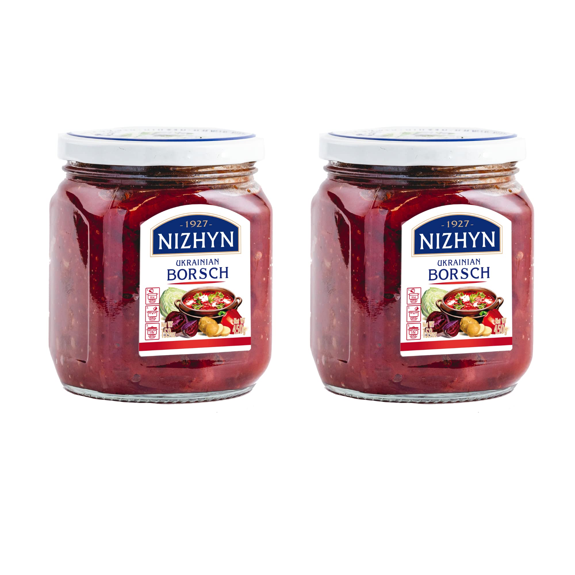 Nezhin Ukrainian Borsch Niżyn, No Preservatives, and Fresh Ingredients 450g Pack of 2