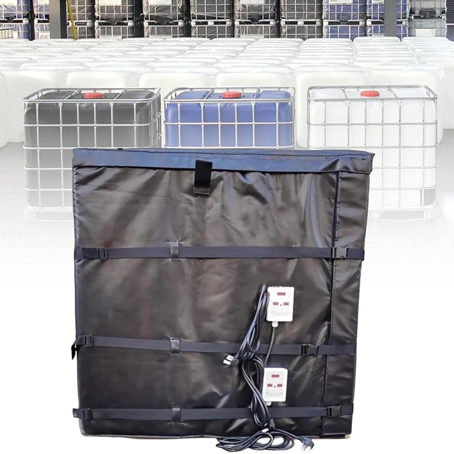 55/275 Galonów Z Pełną Pokrywą Przenośny Zbiornik IBC | Koc Grzewczy, Izolowany Koc Grzewczy Do Beczek, Z Regulatorem Temperatury 30-302°f, Koc Grzewczy Do Pojemników IBC