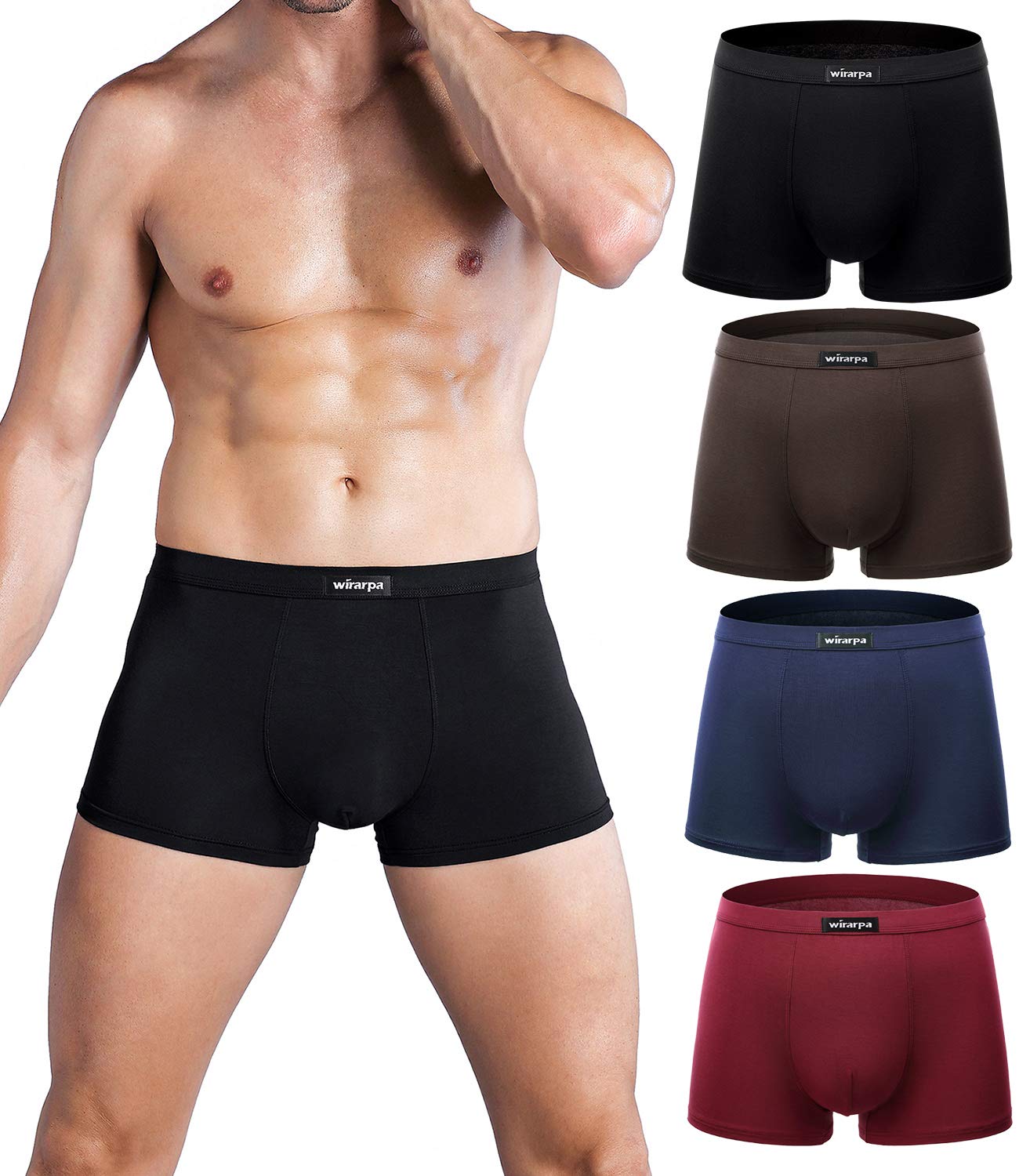 wirarpa Men's Breathable Modal Microfiber Trunks Underwear Covered Band Multipack