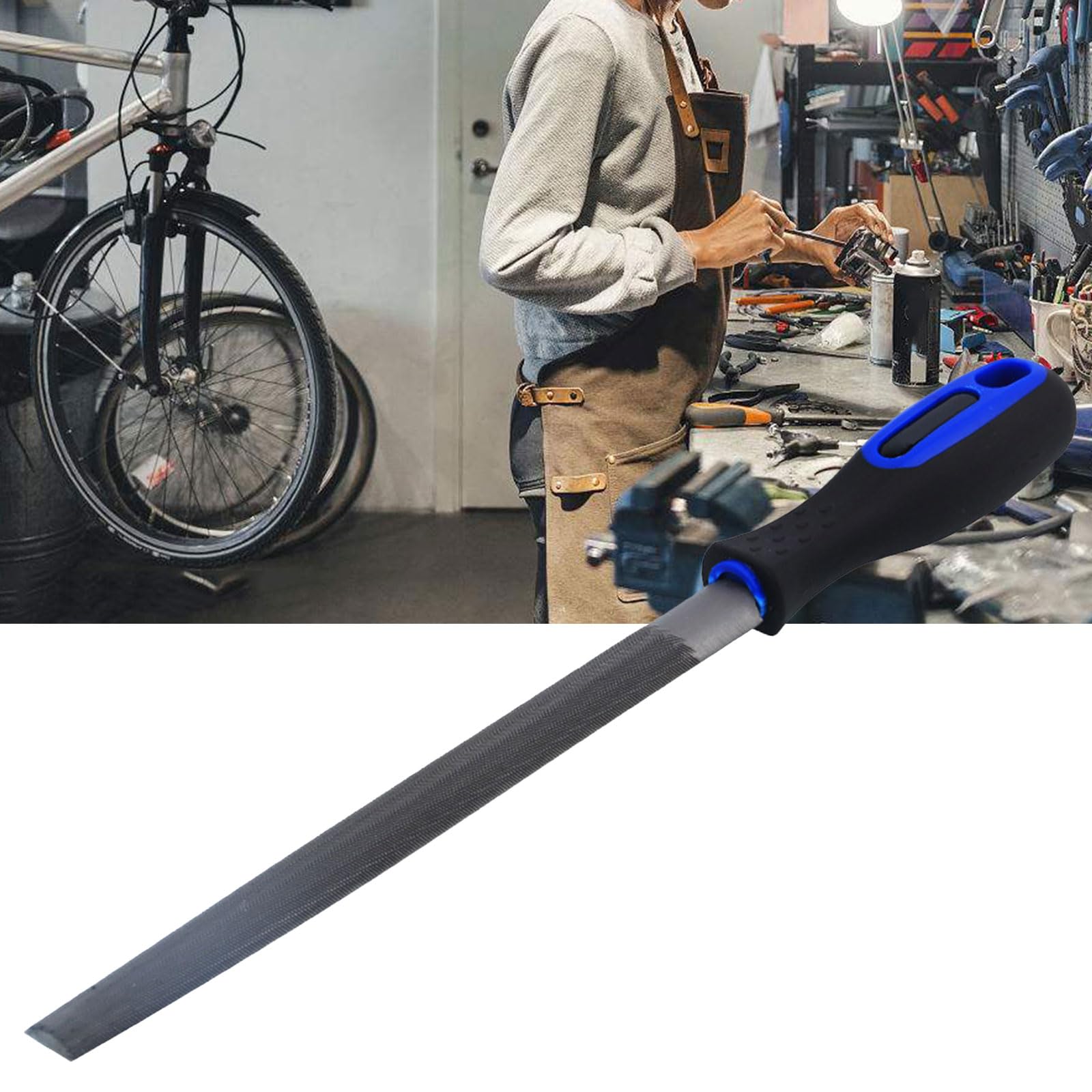 NUOYAQI Bikes Repair Tool Grinding File Bikes Grinding Inner Tube File Front Fork Trimming Deburring Steel File with Handle, As the Pic Show