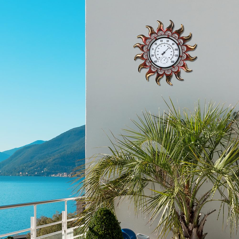 VEWOGARDEN Termometro da esterno da 33 cm, impermeabile, in metallo, decorativo, per interni ed esterni, per patio, casa e giardino
