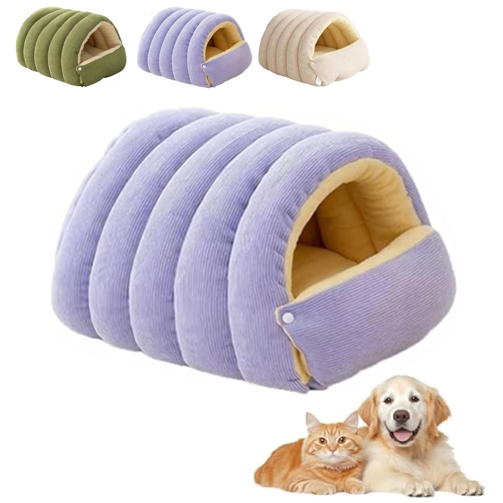Cozy Monster Cat Bed, Pet Indoor Cave for Cats, Soft and Warm Cats House Bed, Non-slip Bottom (Purple,Small)