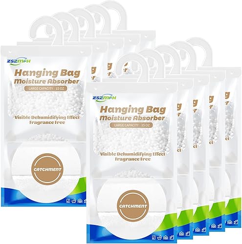 ZSZMFH Paquete de 10 bolsas colgantes absorbentes de humedad, paquetes de humedad sin fragancia, bolsas deshumidificadoras de 15 onzas que atrapan