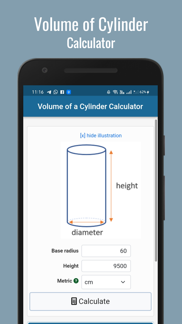 Volume of a Cylinder CalculatorAmazon.inAppstore for Android