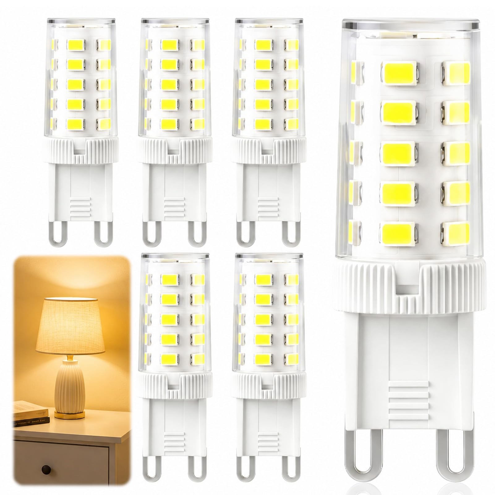 Jiyeo 6 Pack G9 LED Bulbs Warm White 5W 3000K Energy Saving