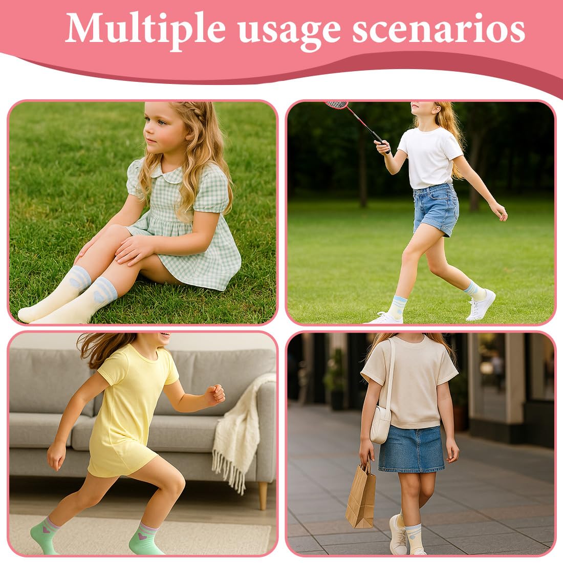 NHQZ 5 Pares calcetín Corazón Tenis Niña, Algodón, Calcetines Blancos Mujer
