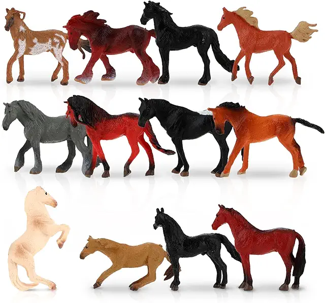 12 Stück Pferde Figuren Set - Mini Pferde Spielzeug für Kinder