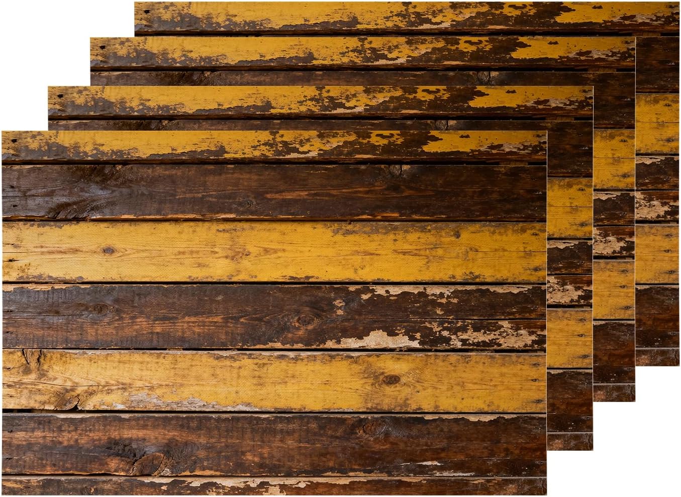 Shrahala Brown Wood Plank Placemats, Stripeds Abstract Hardwood Table Mat Linen Burlap Washable Double-Deck Heat Insulation for Dining Table Kitchen Table Set of 4 12 x 16 inch