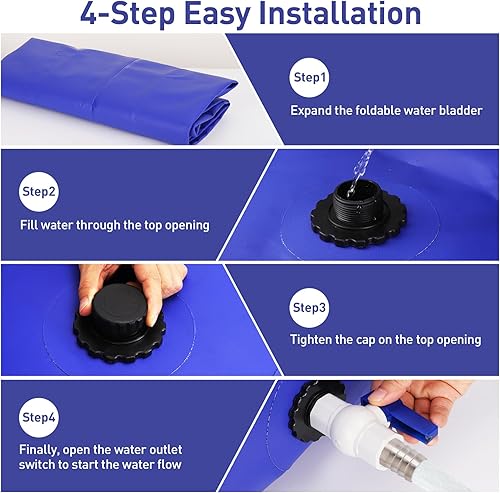 Miniatura 3 de Contenedor de almacenamiento de vejiga de agua plegable de 240L63 gal  Bolsa de agua suave de gran capacidad para resistencia a la sequía,