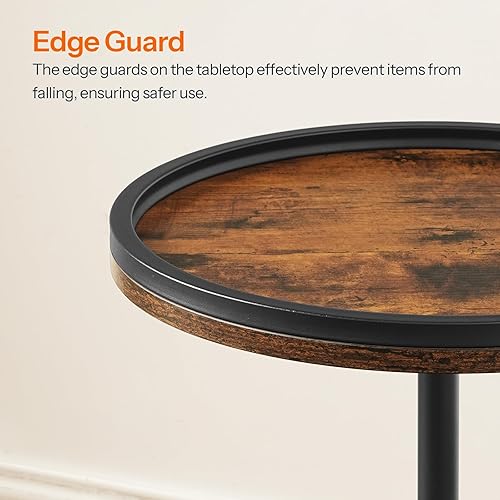 Miniatura 8 de HOOBRO Juego de 2 mesas auxiliares anidables, pequeñas mesas de centro redondas con pedestal de madera, mesas auxiliares circulares modernas para