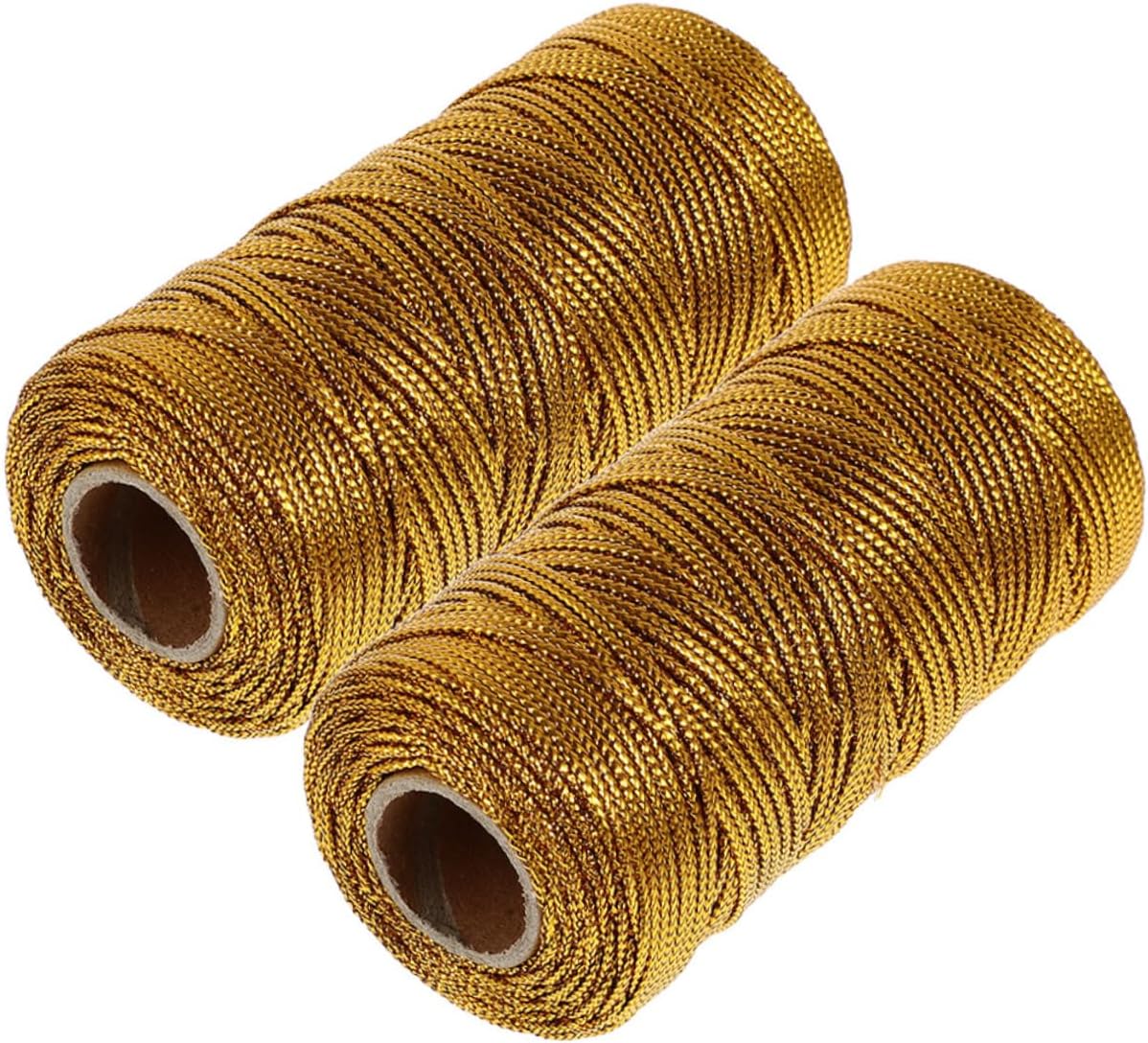 Present Decor Tinsel String 2 Rolls PE and Pet Golden Gift Wrap Rope