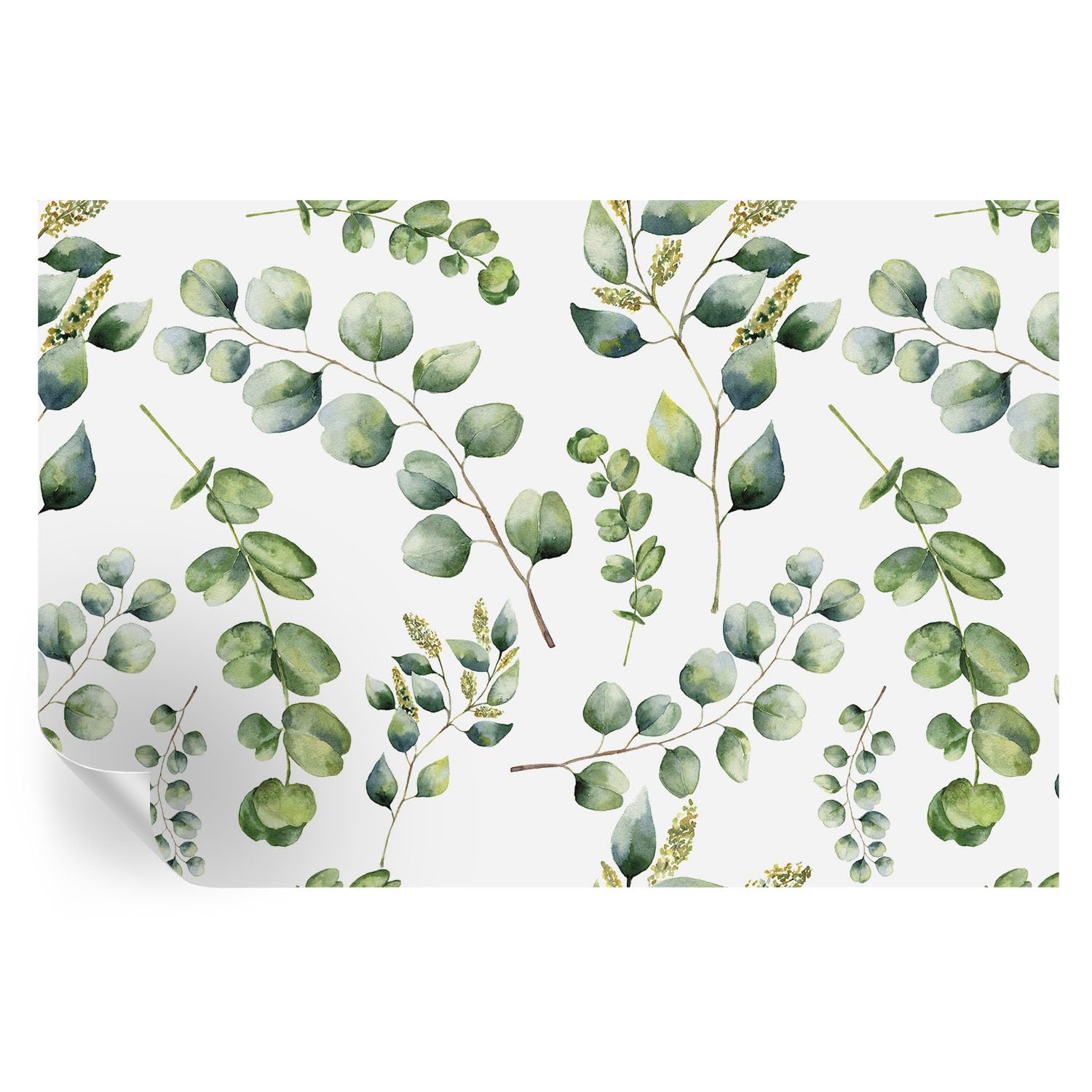 Papel pintado autoadhesivo lavable de hojas verdes con acabado mate 1