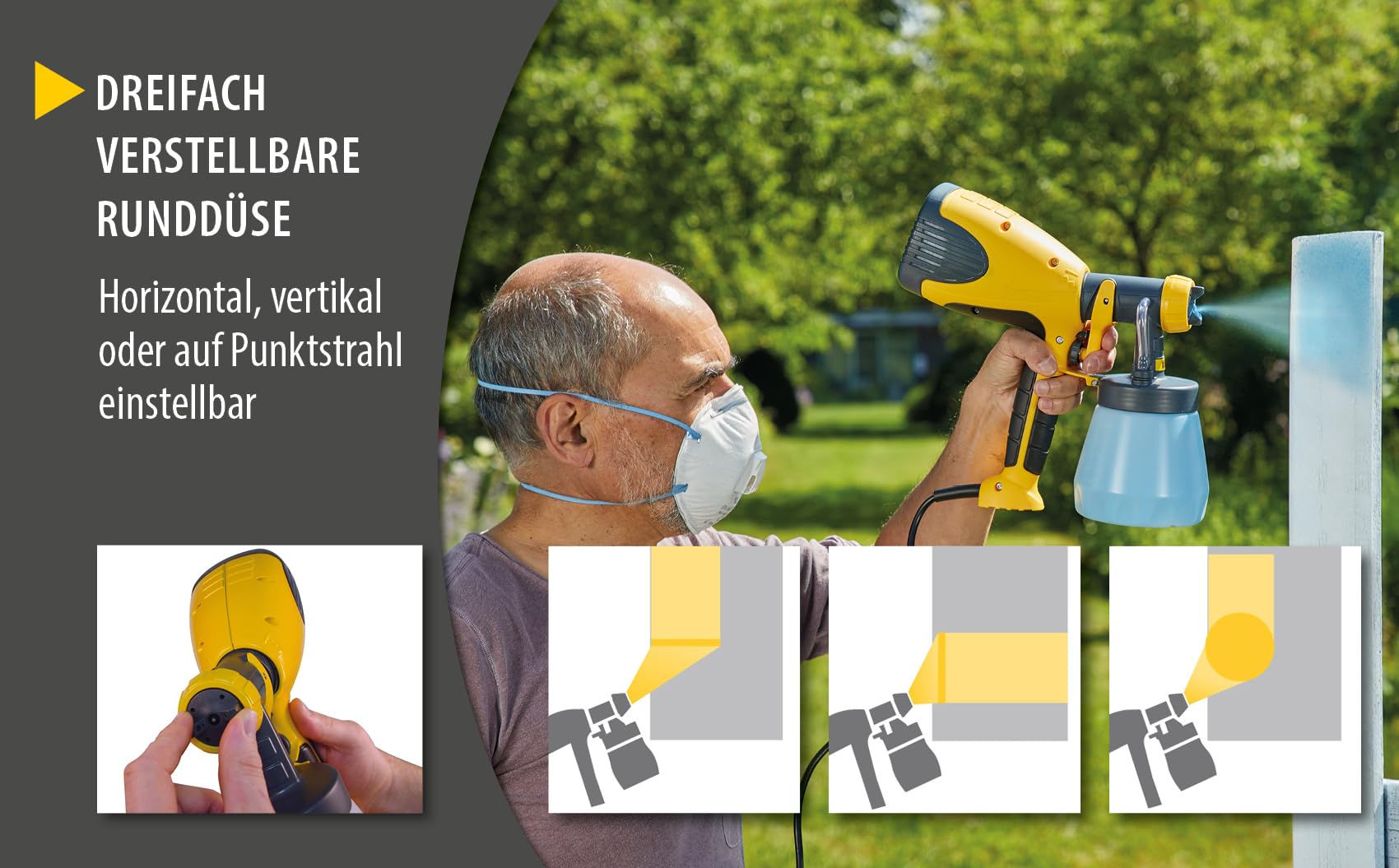 WAGNER Farbsprühsystem Wood&Metal Sprayer W 100 für Lacke, Lasuren im Innen- und Außenbereich, 5 m²-12 min, Behälter 800 ml, 280 W