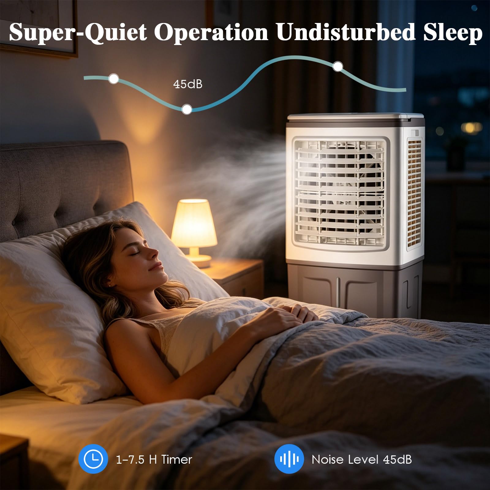 Raffrescatore Evaporativo 30L, Ventilatore ad Acqua con Telecomando e Siberini, Flusso d'Aria Potente, Grande Serbatoio, Climatizzatore Evaporativo Portatile per Grandi Ambienti, Salotto e Garage