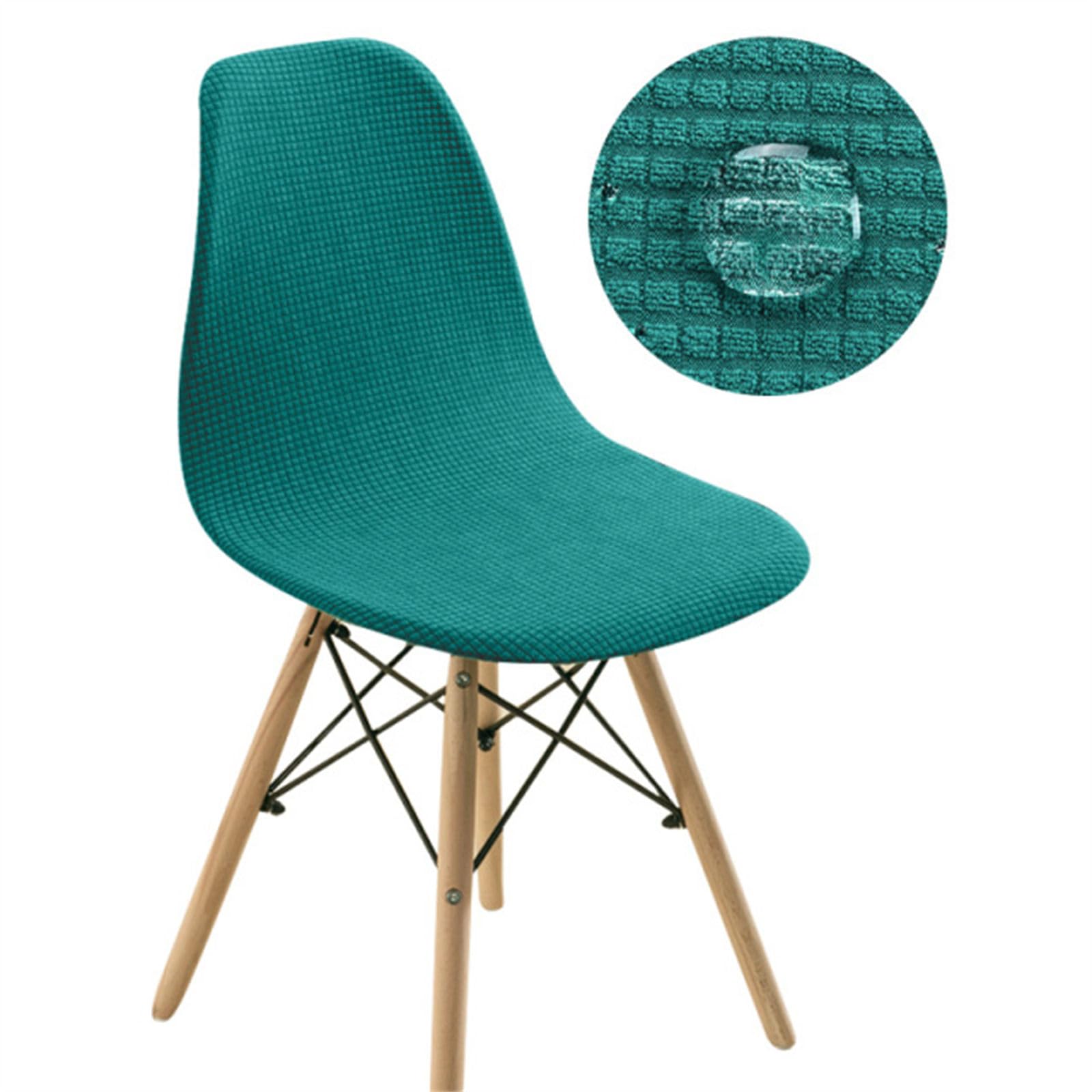Chickwin Velvet Jacquard Shell Dining Chair Covers Set of 1 2 4 6, Scandinavian Dining Chair Covers Stretch Shell Chair Cover Chair Slipcovers for Round Back Chair (6 Pieces,Green)