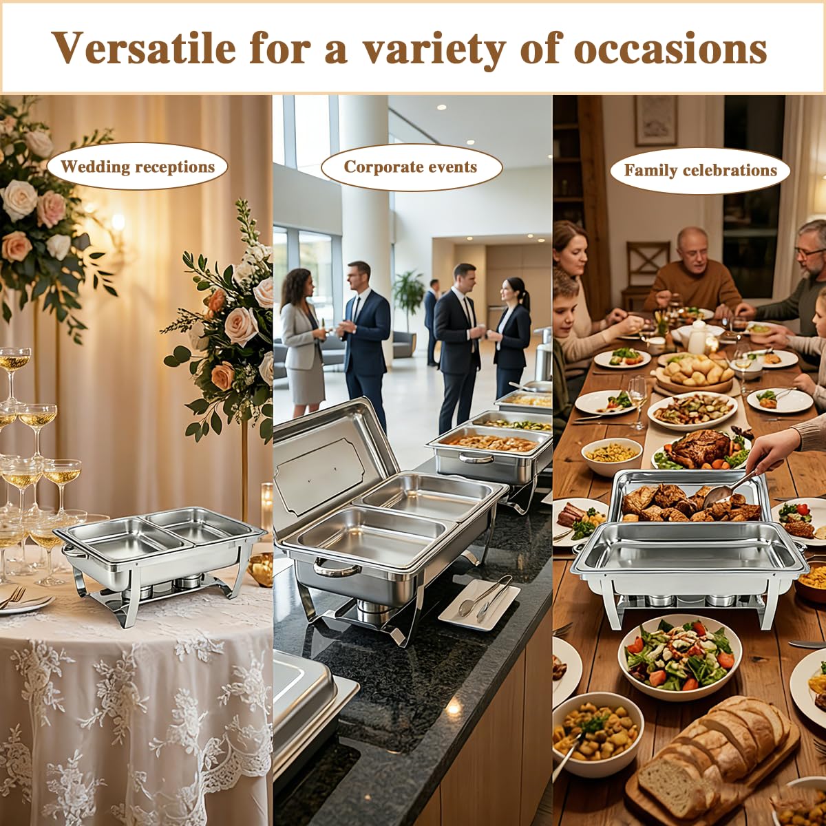 2pcs 9 Liter-Chafing Dish Buffet Set,Edelstahl BuffetwäRmer Set,Rechteckiger SpeisenwäRmer Mit Zange,Geeignet FüR Partys,Catering Services,Hochzeiten,Picknicks Und Andere Veranstaltungen.