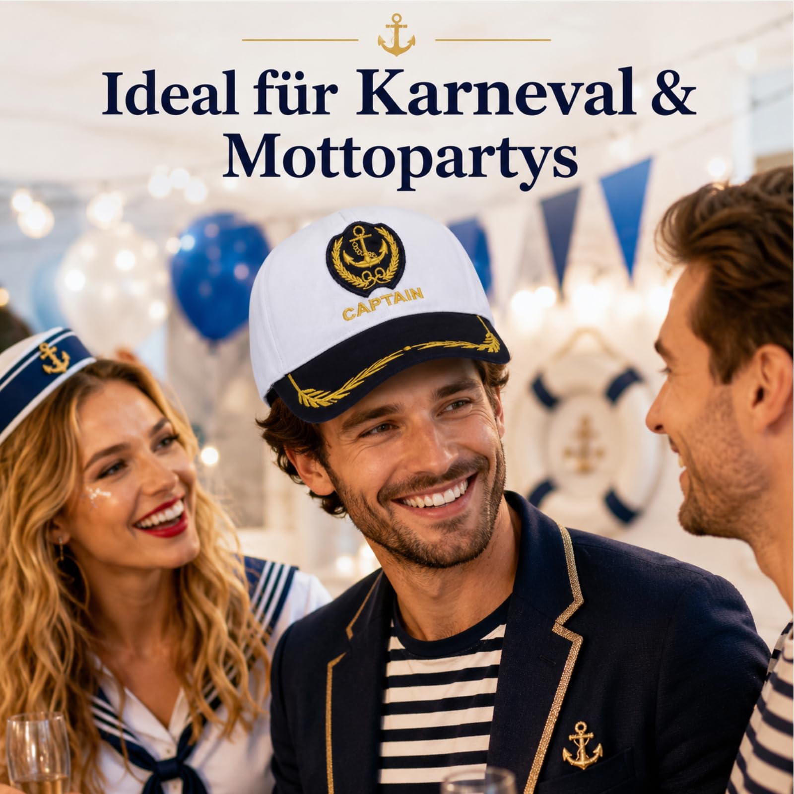 jojofuny Kapitänsmütze Captain Hat: Verstellbare Baseball Cap Herren Sailor Ship Nautical Marine Sea Cap Hut für Männer Frauen Kostümzubehör Accessoire
