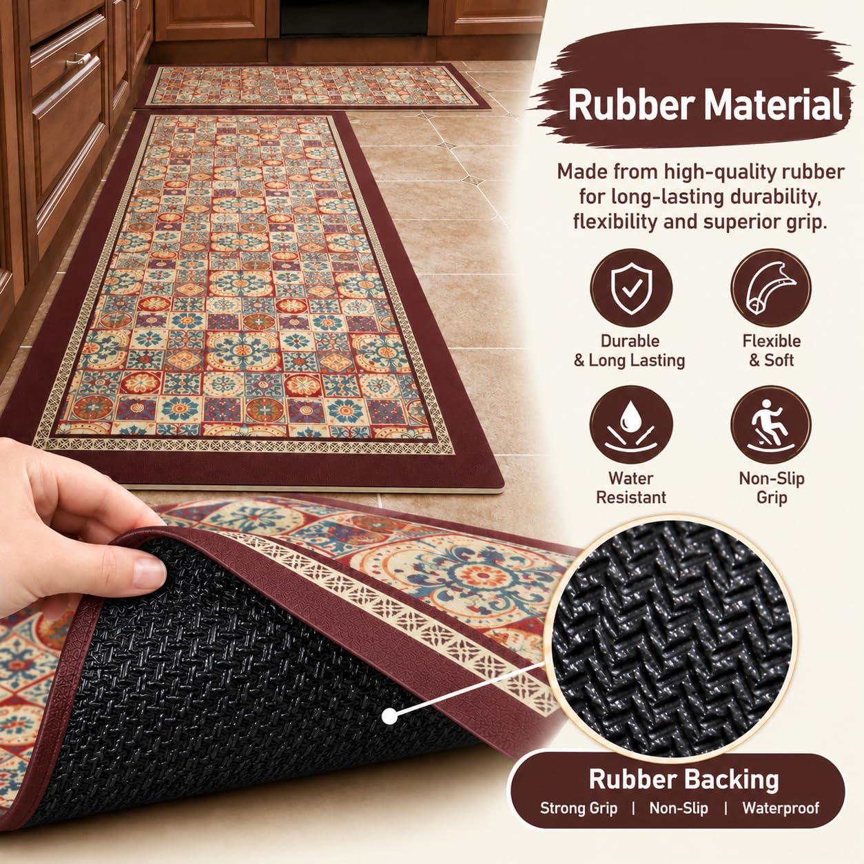 Waterproof Memory Foam Kitchen Mats - Non-Slip -5 Waterproof Memory Foam Kitchen Mats - Non-Slip -5