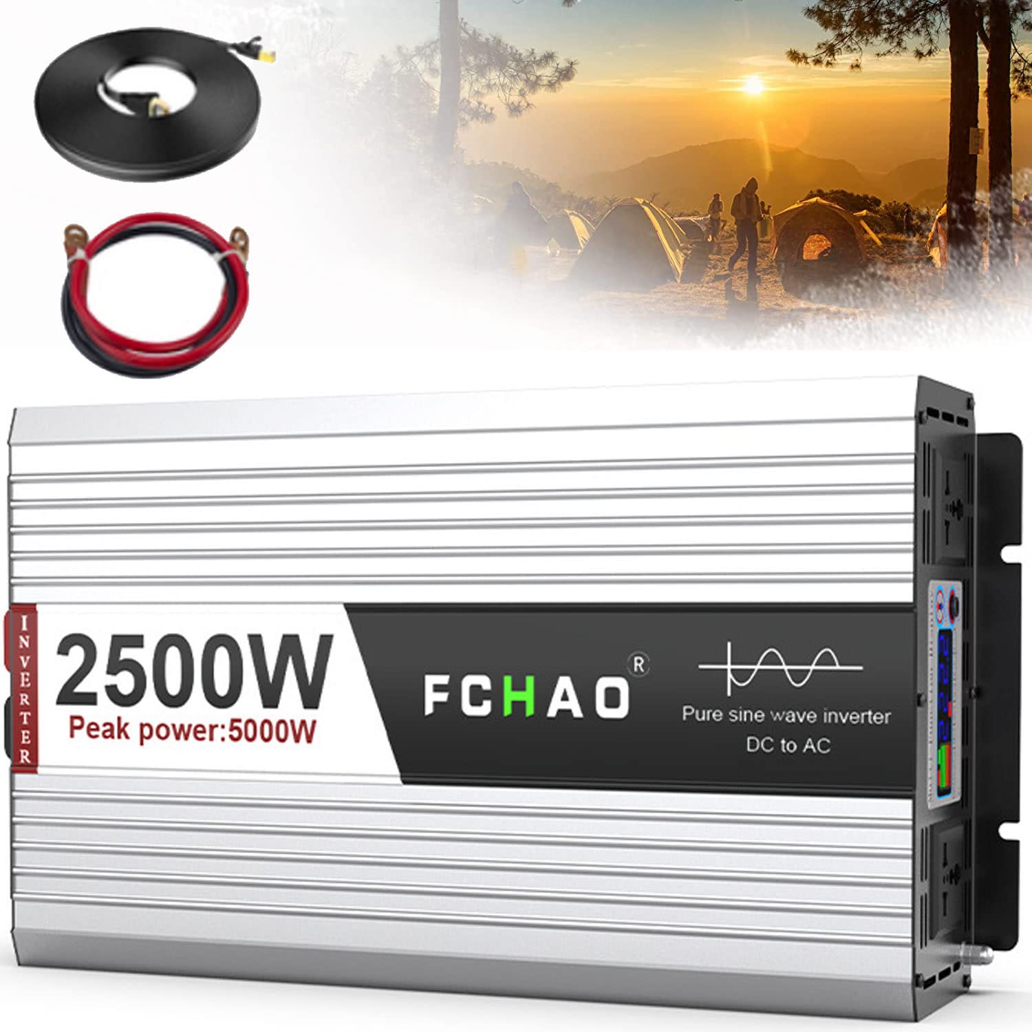 2500W 3000W 4000W 5000W motoryzacyjny konwerter napięcia falownik czysty sinus 12V 24V 48V do 230V konwerter konwerter prądu czysta fala sinusoidalna przetwornica napięcia,2500W-12V