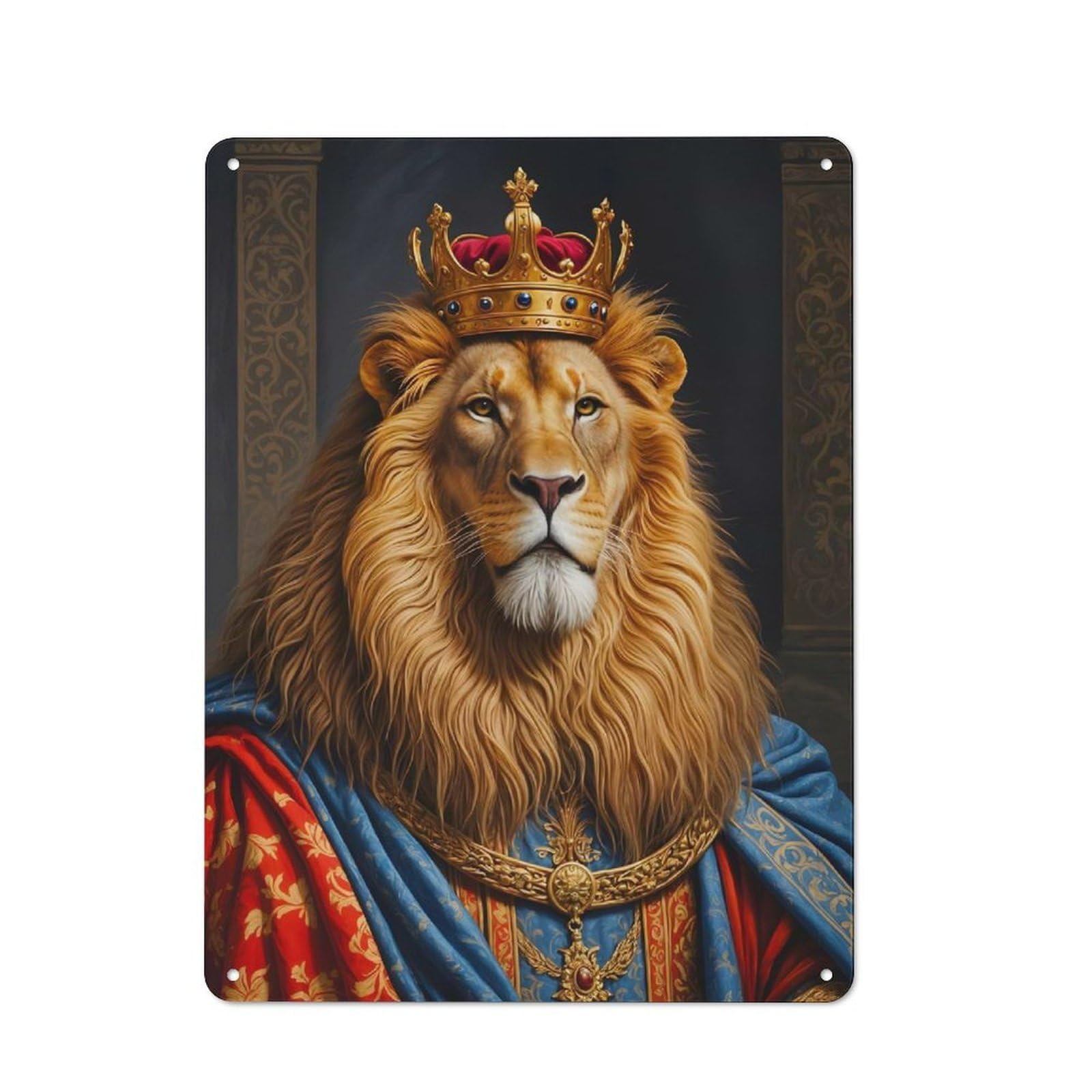 Lion Decorative Metal Plaque 40x30cm, Garage Style Shed Wall Plaque for Workshop, Basement, Shed Or Games Room