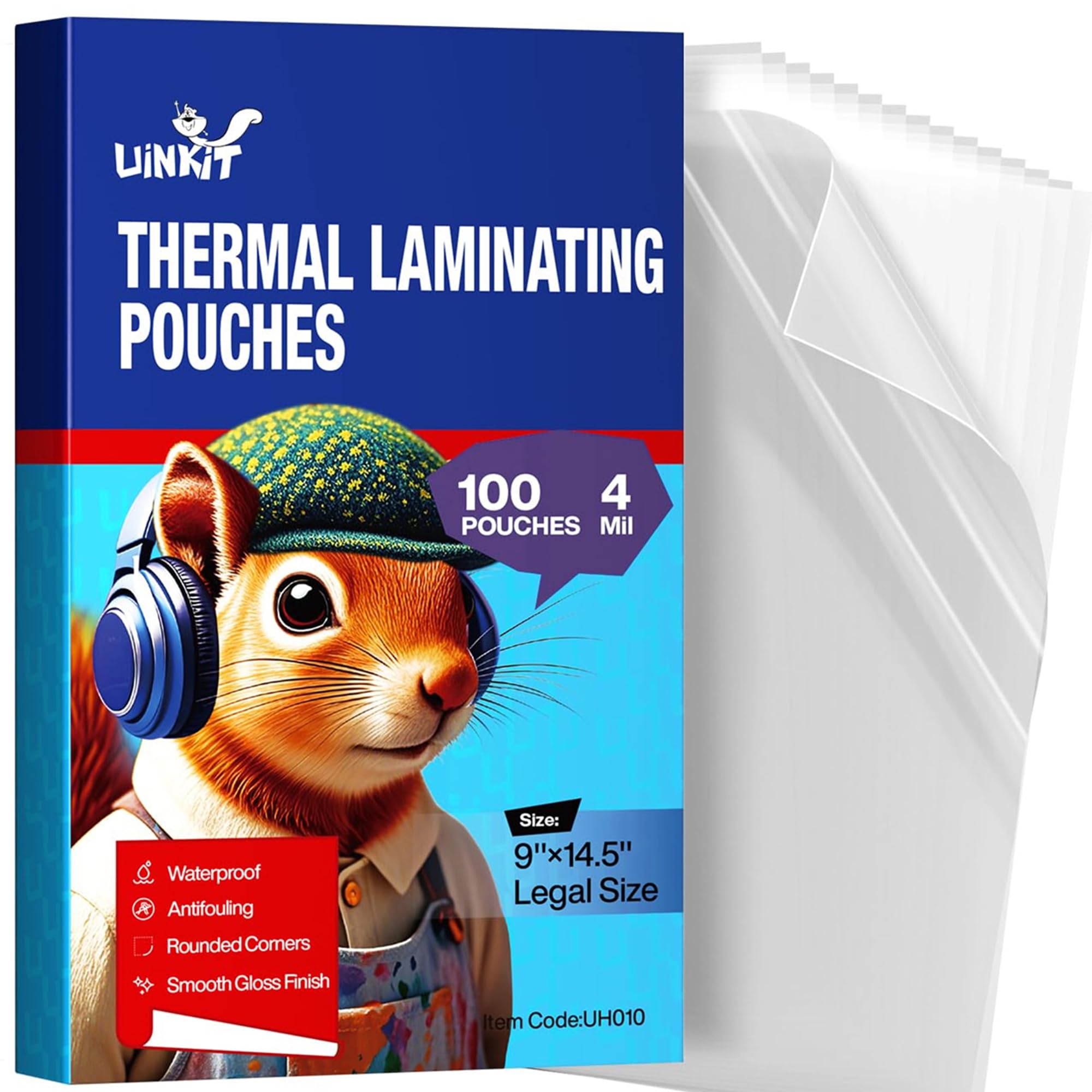 Uinkit 4mil Legal Size Laminating Pouches, 100 Pack 8.5x14 Inches - Premium Heavy Duty Laminating Sheets for Business Documents, Training Manuals, Durable Menus & Office Signage with Thermal Laminator
