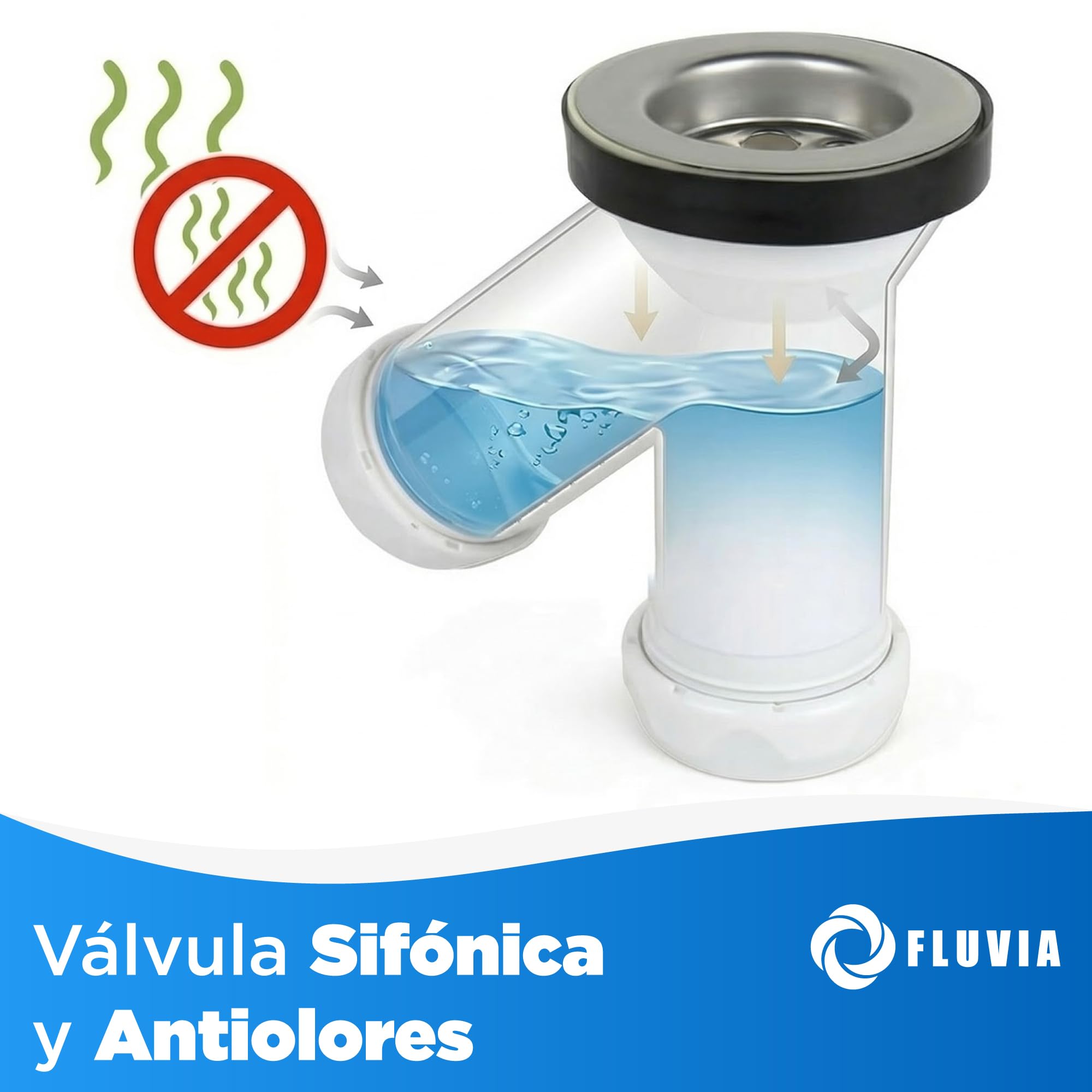Sifón en Y para Lavabo y Bidé Ø70 | Salida 40 mm | Con Reducción 32 mm | Sifón Desagüe Antiolores | Polipropileno Blanco | Para Lavabo, Bidé y Fregadero | Fluvia — view 5