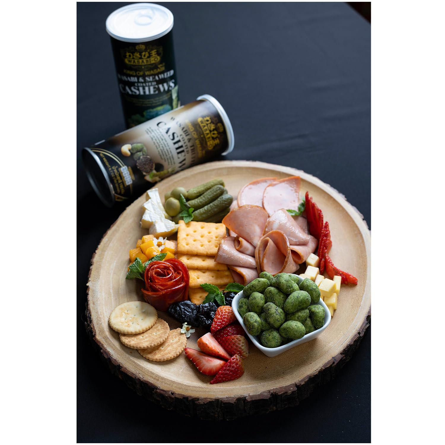 WASABI-O Seetang & echter Wasabi Cashewnüsse – Knuspriger Gourmet Snack mit Nori & Wasabi Paste, geröstete Premium Cashewkerne, asiatische Snacks, würzig & gesund, 190 g