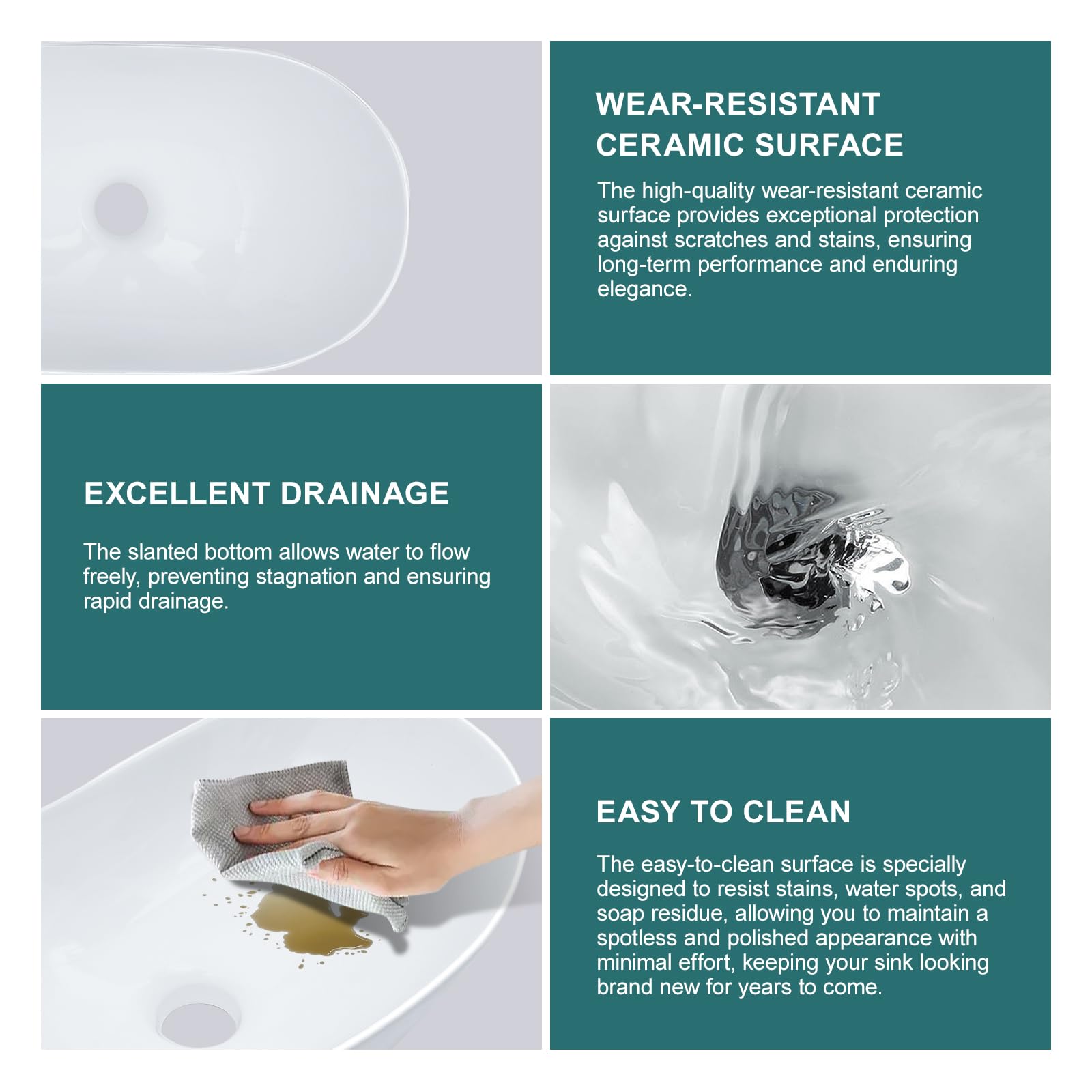 Fregadero ovalado blanco para baños, 17 x 11 pulgadas, diseño moderno de barco, lavabo artístico sobre mostrador, porcelana blanca, fregadero pequeño y profundo