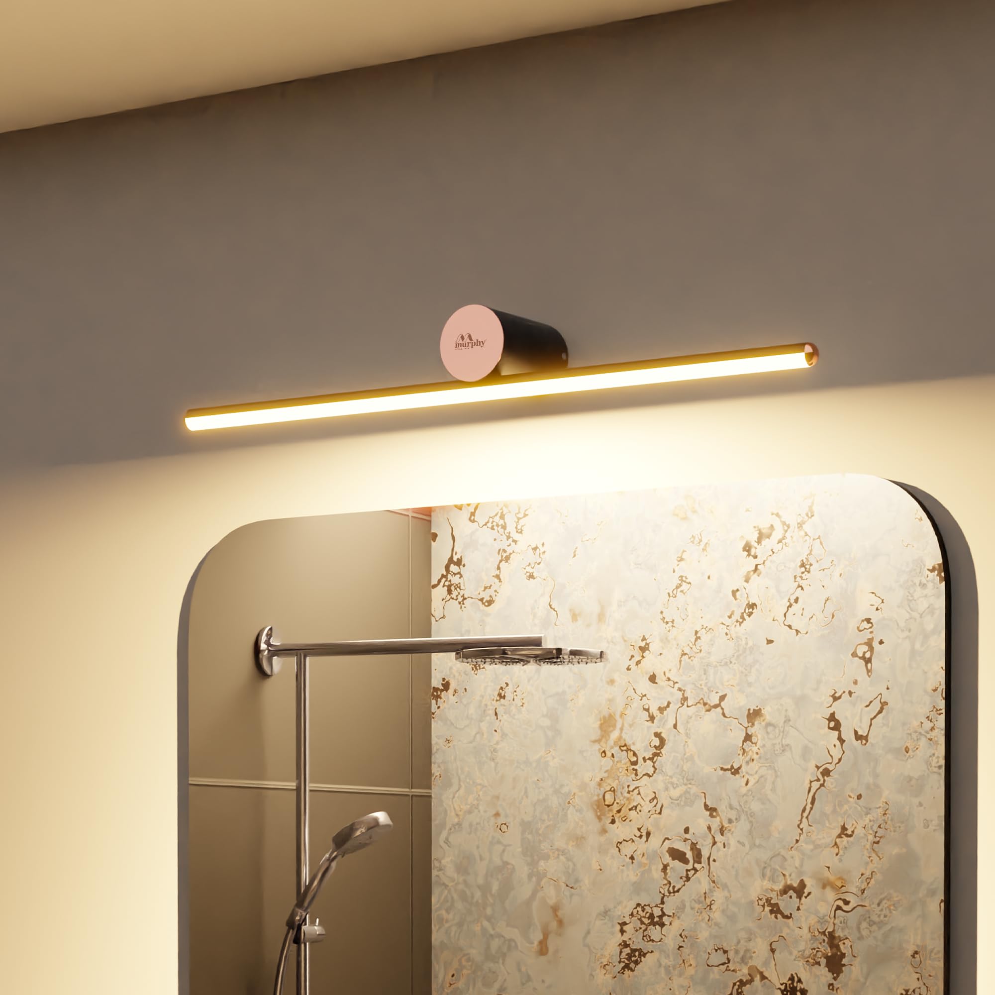 Murphy 12 Watts Black Body Rose Gold Finish LED Picture Photo Frame Light/Bathroom Dressing Table Light Cylinder Shape with 3 Color Changing Light (White,Warm White and Natural White), Pack of 5