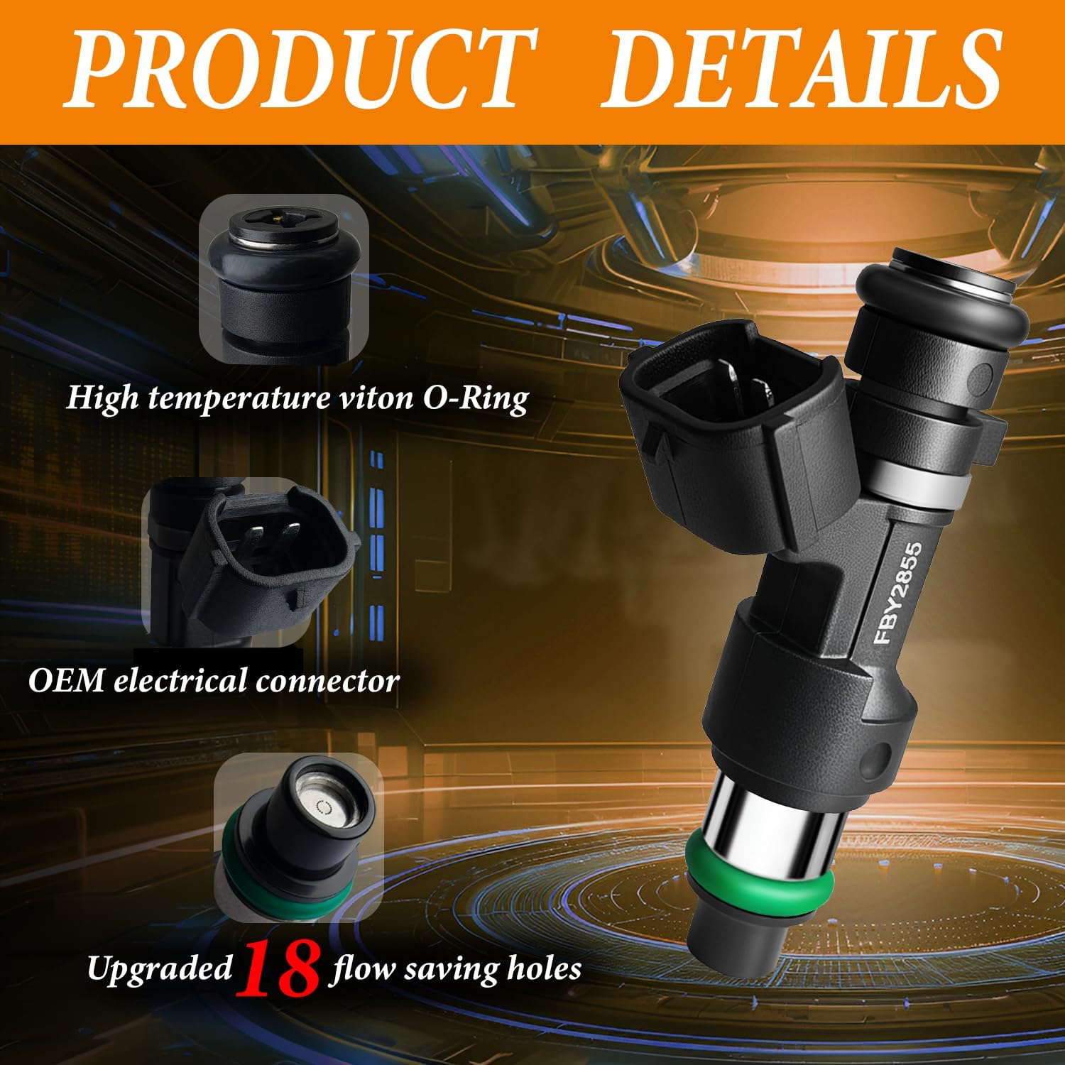 Set of 4 Upgraded 18 Holes Fuel Injectors Fits for Nissan :Altima 2015-2018,NV200 2018-2021,Rogue 2015 2017-2020, 2.0L 2.5L, OEM # FBY2855 (4 Pcs)