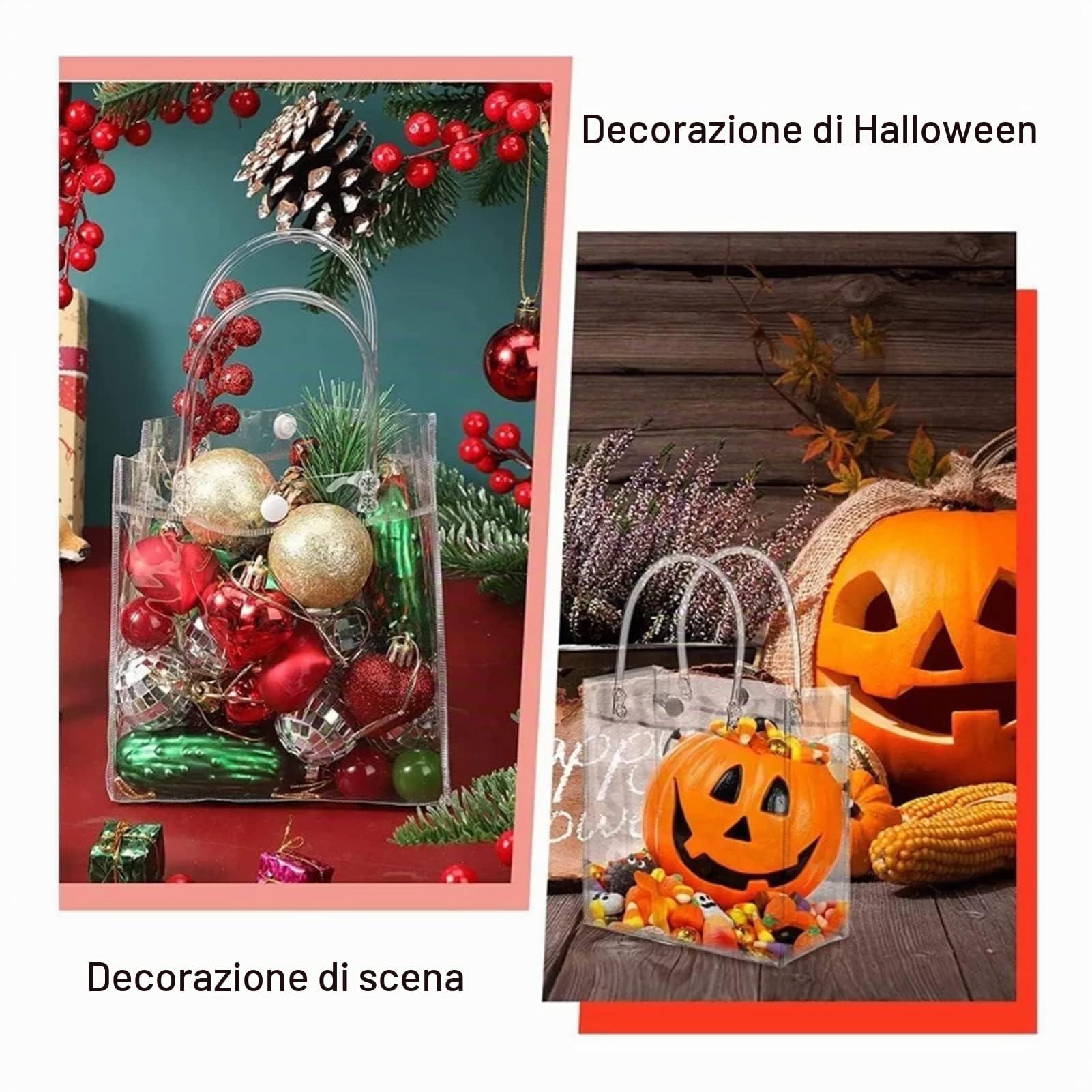 30 Pezzi Sacchetti Regalo Trasparenti con Maniglie, 20x20x8cm Sacchetti Regalo Riutilizzabili in Plastica Trasparente, Sacchetti in PVC per Acquisti di Matrimoni, Forniture per Feste di Compleanno