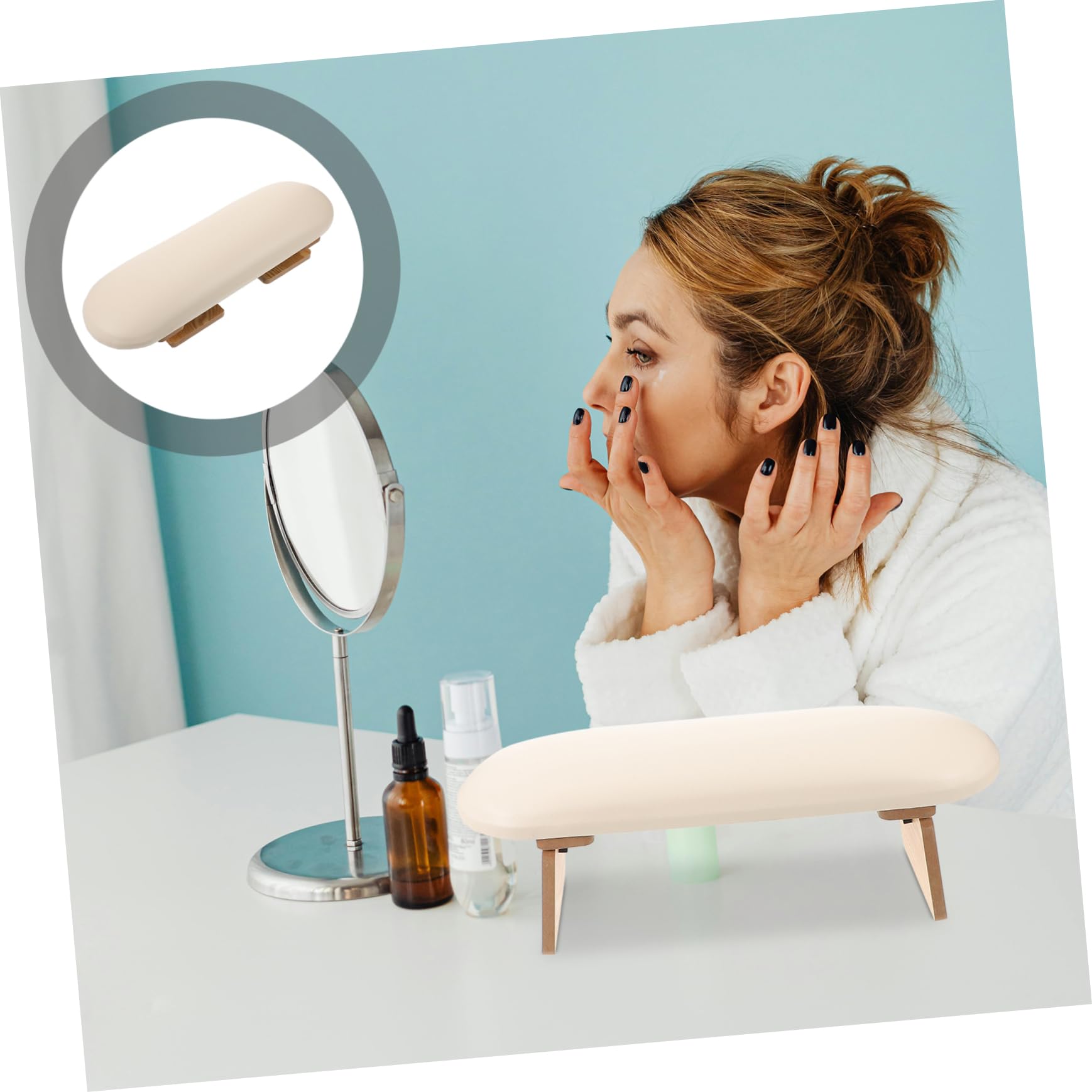 Cuscino Pieghevole per Manicure in Legno Pu e Spugna | Regolabile in Altezza, Superficie Liscia, Leggero e Portatile, per Esercizi DIY e Formazione Unghie