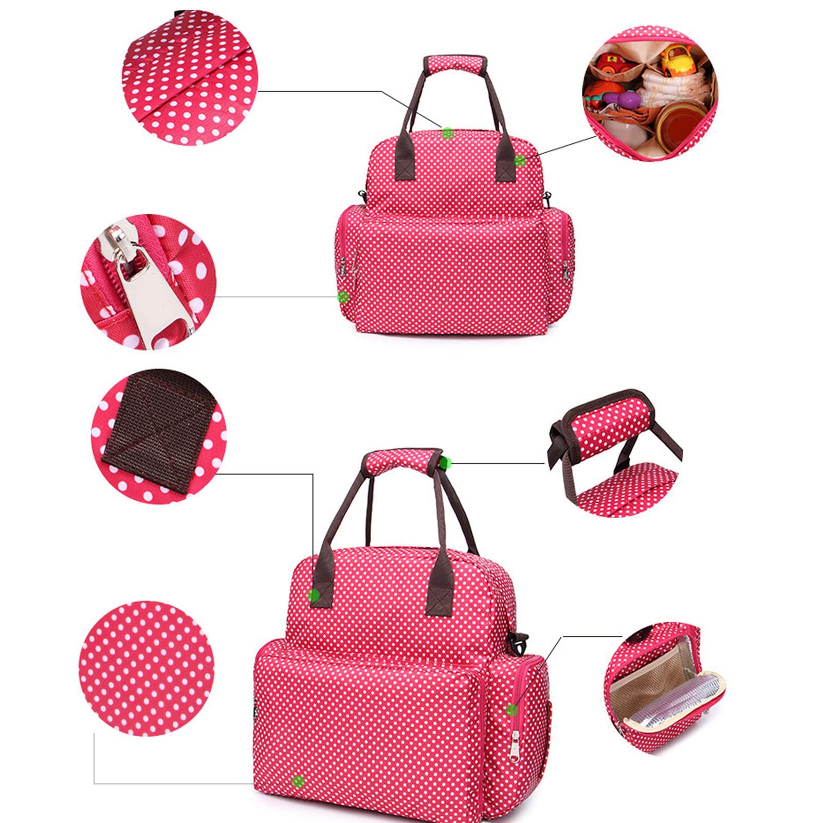 Bolsa Plegable para Cuna Gran Capacidad Dise ñ o con m ú ltiples compartime (Roja)