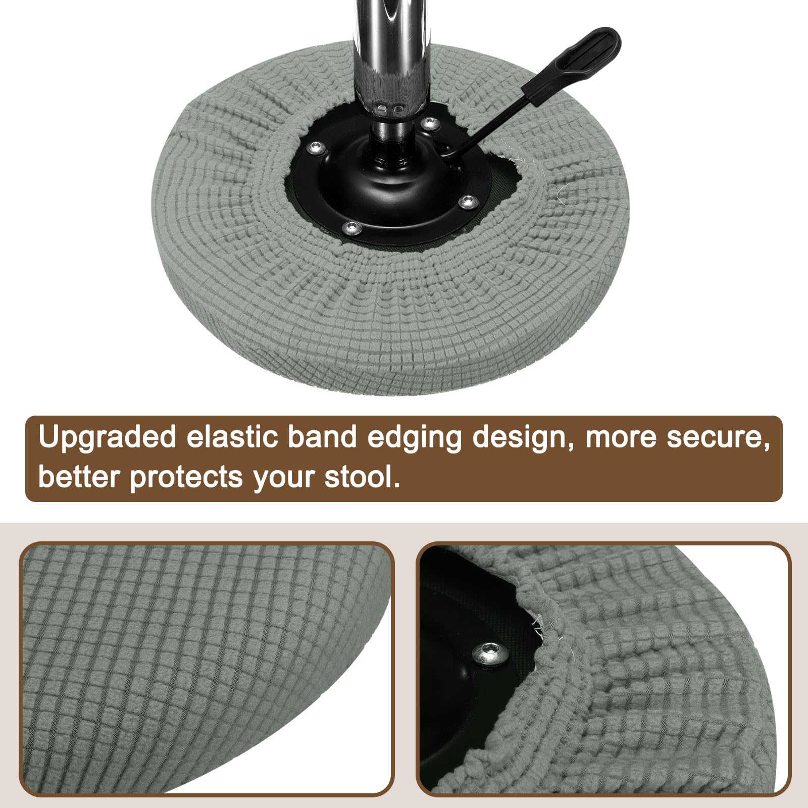 Uxcell 4pcs Upgraded Round Bar Stool Covers, Round Chair Covers Dia.12-14", for Bar Stool Slipcovers Light Gray - Image 3