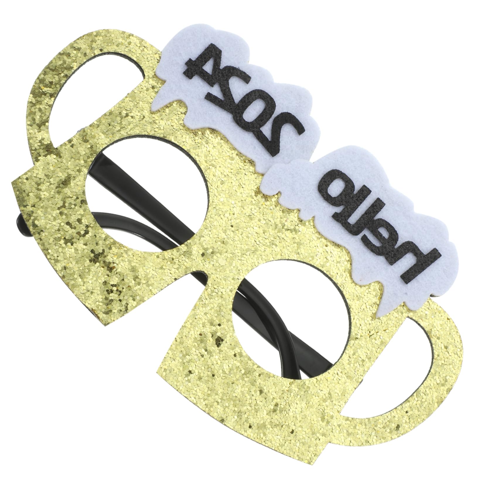 Cabilock Gold Powder Glasses Frame 2024 New Year's Party Accessory Photo Props Fun Eyewear Party Supplies