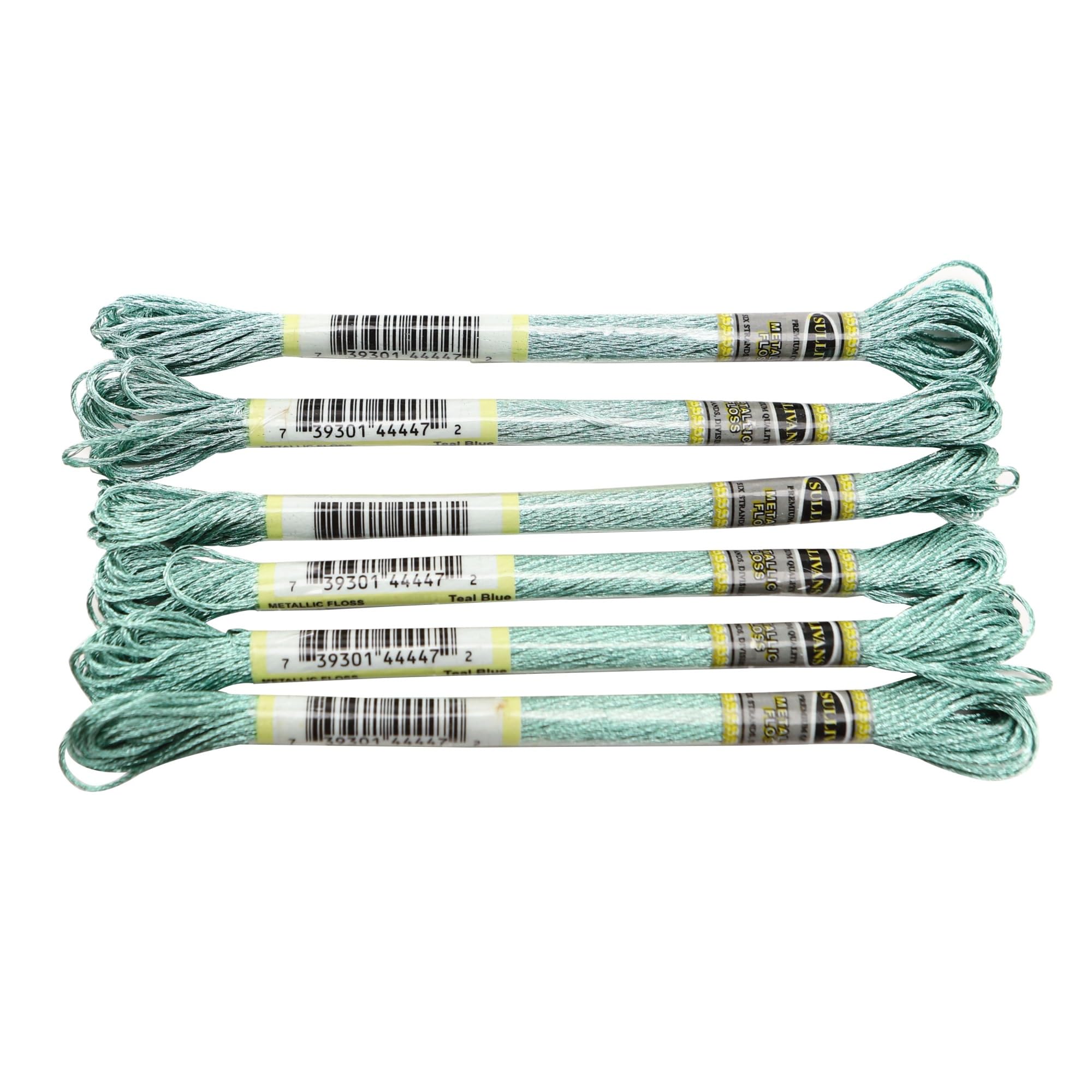 embroidery thread 6 Piece Set Light Effect High Sheen Metallic Embroidery Floss Cross Stitch Thread 8 Meters Long 6 Strands. For knitting, sewing(Teal 6PCS)