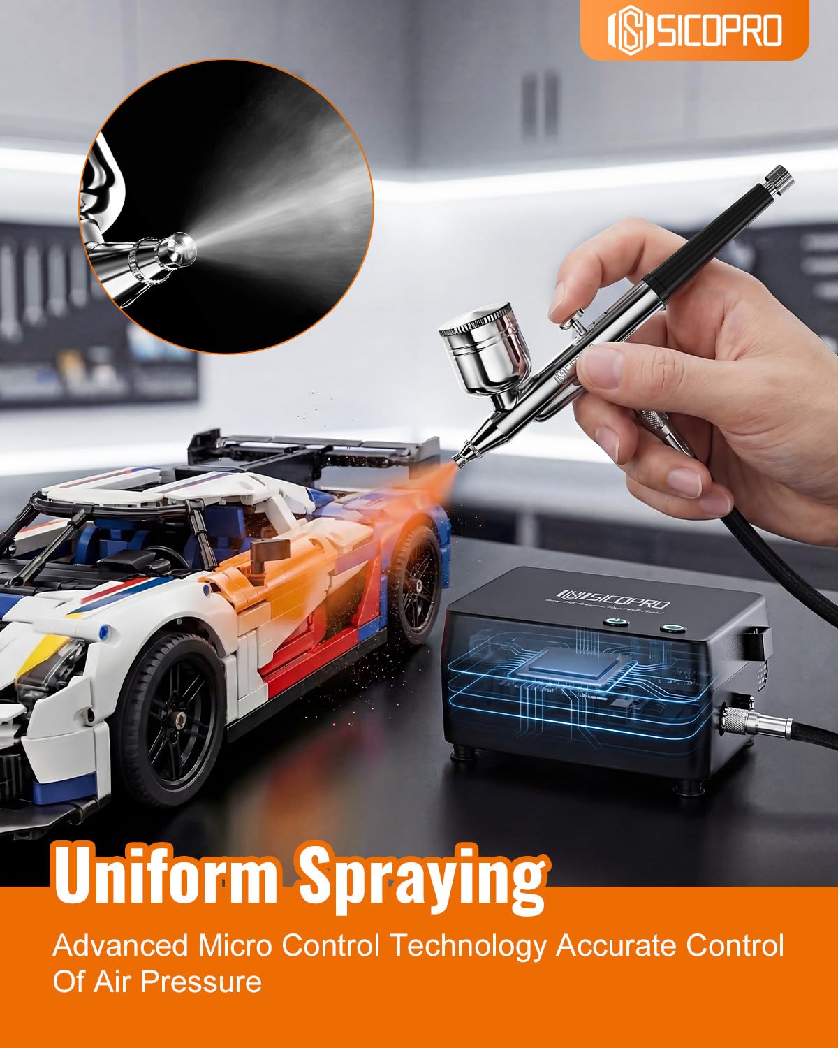 Kit aérographe avec compresseur d'air, aérographe haute pression 50 psi pour ongles, maquillage, modèle, bricolage, aérographe avec kit de pistolet