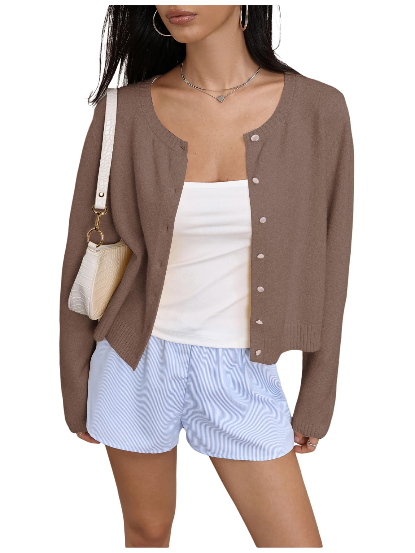 SOLY HUX Button Down Lightweight Cardigans for Women Trendy Crop Cardigan Sweaters Cute Knitwear Back to School Outfits