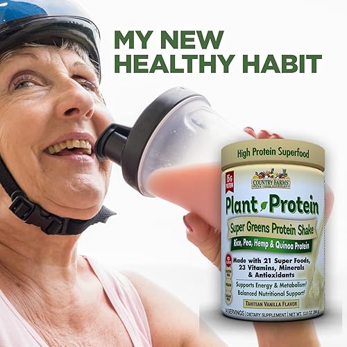 Miniatura 6 de COUNTRY FARMS Super Greens Suplemento de proteína vegetal, hecho con 21 súper alimentos, 23 vitaminas, minerales y antioxidantes, apoya la energía y