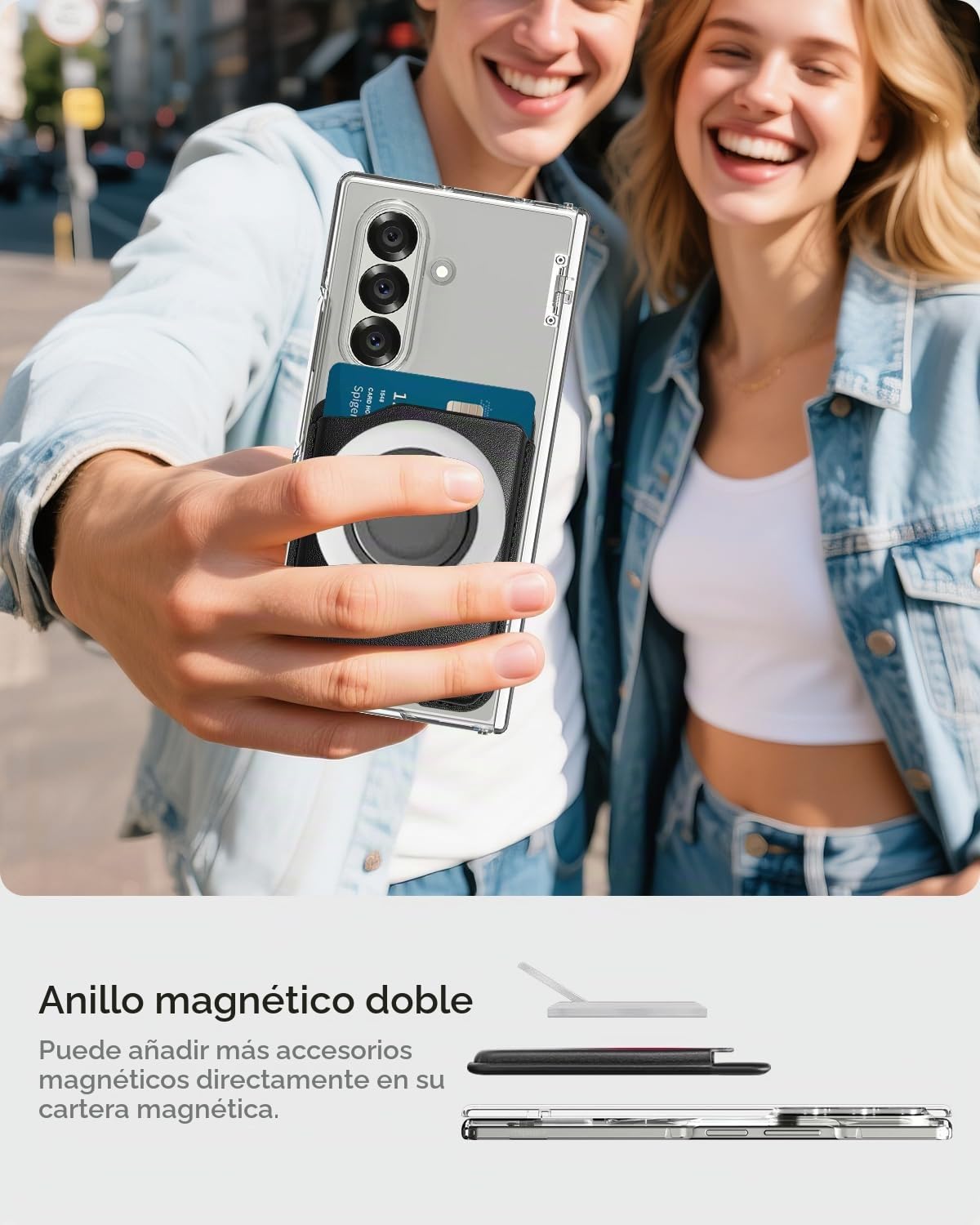 Miimall Cartera Magnetica Movil para Samsung Galaxy S26 S25 S24 Ultra/Plus/Edge/FE/A17/A56, Magnetic Wallet, mag-Safe Tarjetero Fino para 3 Tarjetas, Billetera Magnetica Movil para Samsung S26, Negro