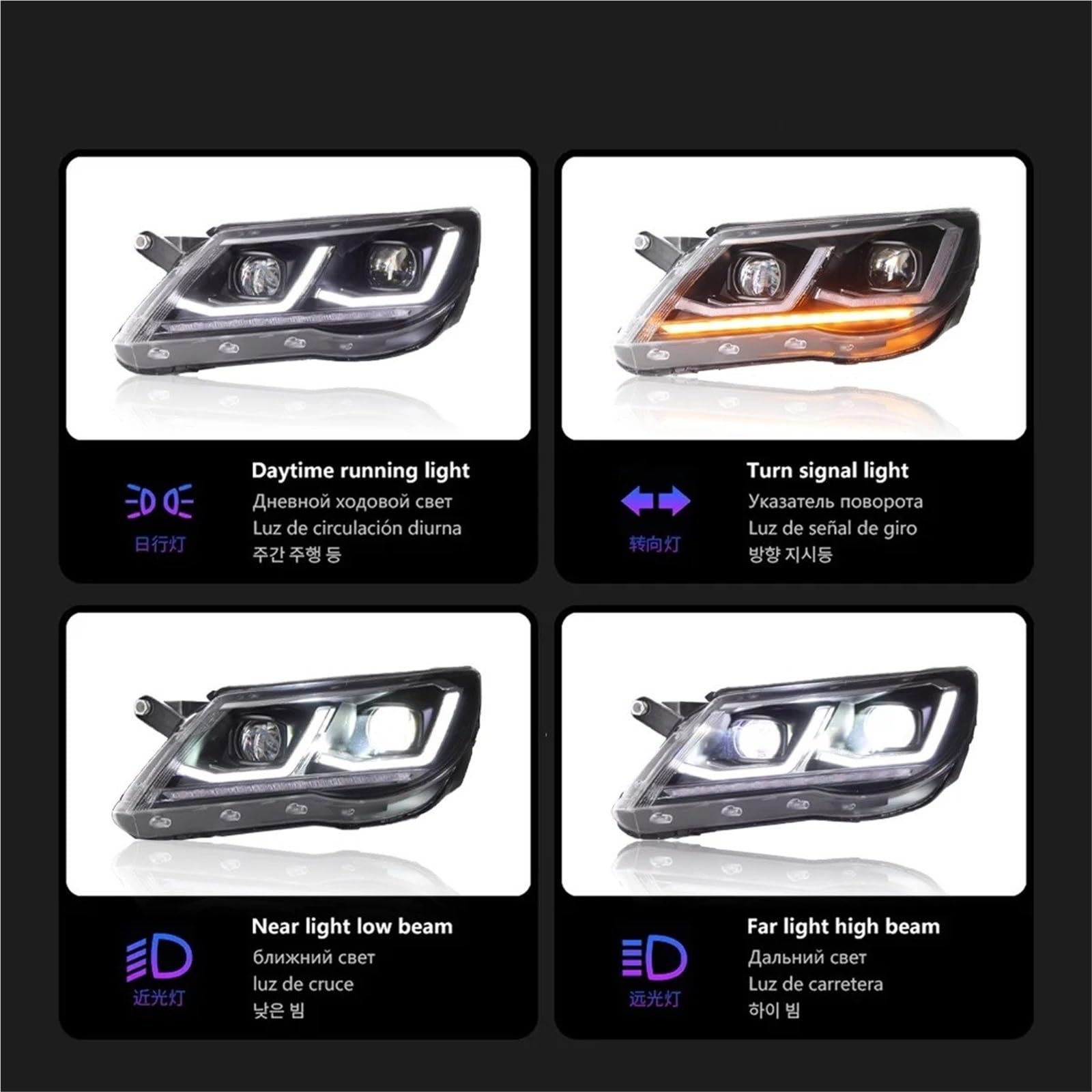 Faro Anteriore per VW Tiguan 2007-2012 Luci per Auto Faro proiettore Faro Luce Diurna Accessori automobilistici Gruppo Faro Auto