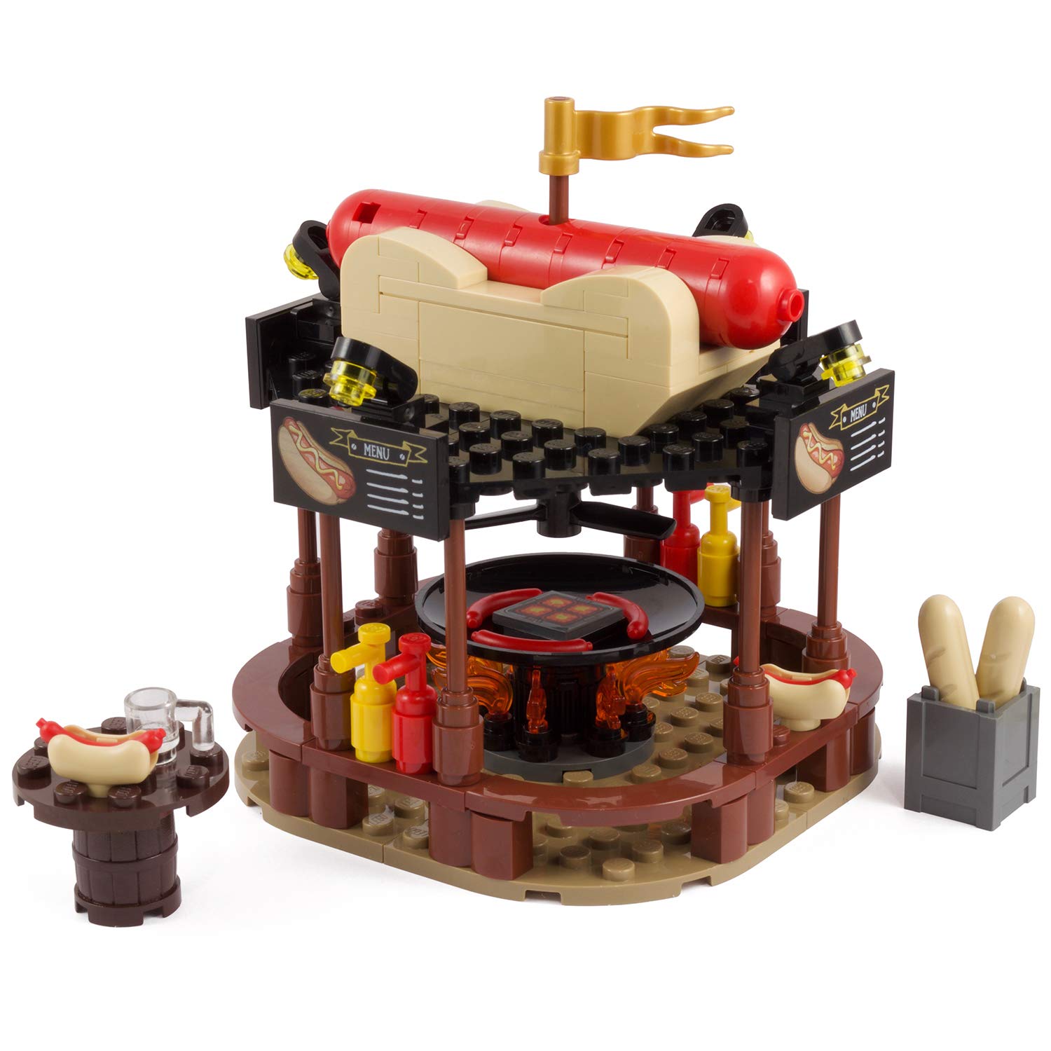 German Hot Dog Market Stand | Made with Genuine LEGO Parts | Instructions Included