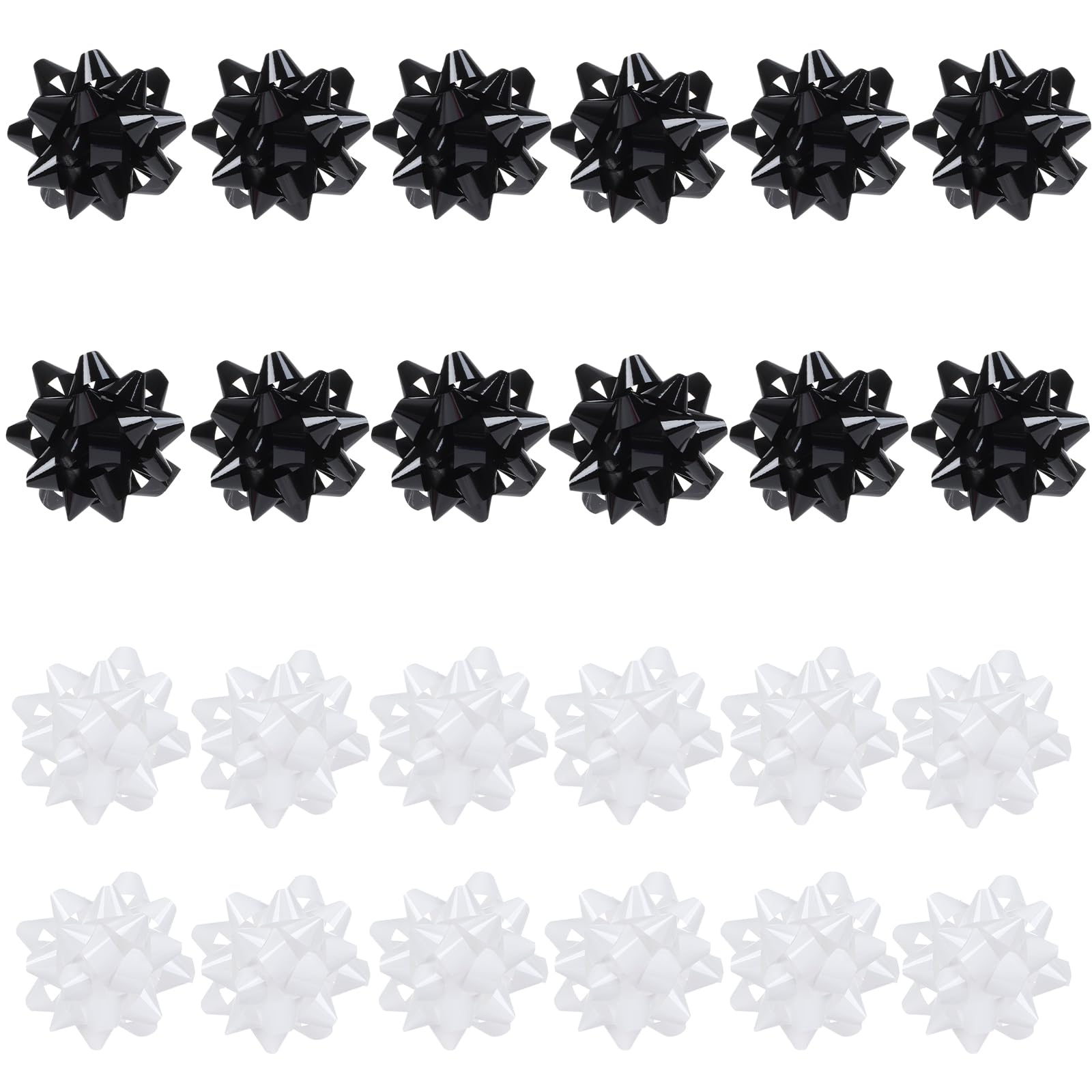 24 Large Gift Bows,3.5 inches, Bows for Gift Wrapping and Presents,Christmas Bows,for Parties, Birthdays, Weddings or Other Holidays. (White+Black)