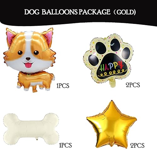 Miniatura 7 de 6 globos de papel de aluminio de Mylar con estampado de pata de hueso de perro Husky para decoraciones de cumpleaños de perros y suministros de