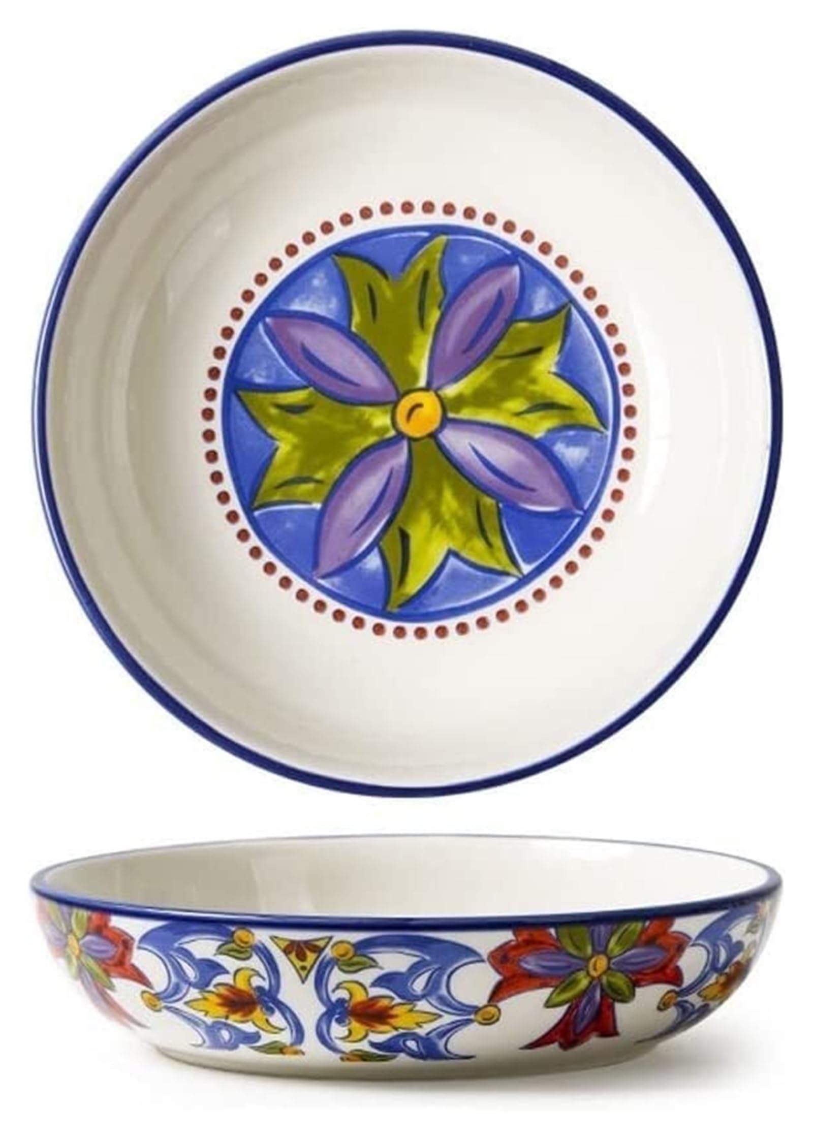 IROEJT Fruit Bowls Plate Ceramic Plate Hand-Painted Dishes Soup Plate Ramen Bowl Fruit Bowl For Dishwashers Ovens For Living Room And Kitchen Vegetable