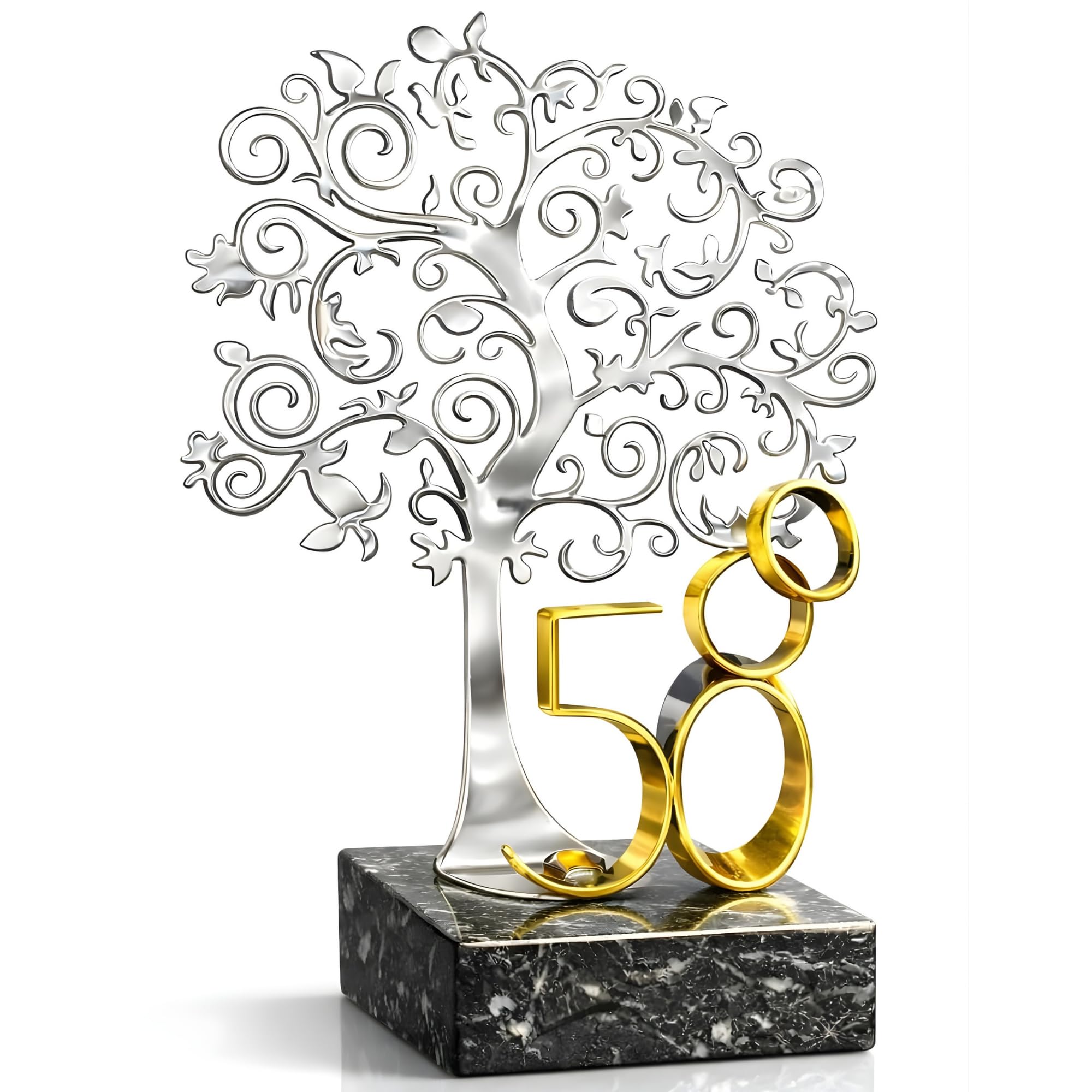 JOYERIA EL FARO | Regalos de boda 50 aniversario | Pack árbol + 8 globos gratis | Grabado personalizado | Presentación en estuche premium | Celebra 50 años de amor juntos
