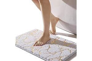 QJHOMO: Enhancing Bathroom Elegance with Gold and White Marble Rugs