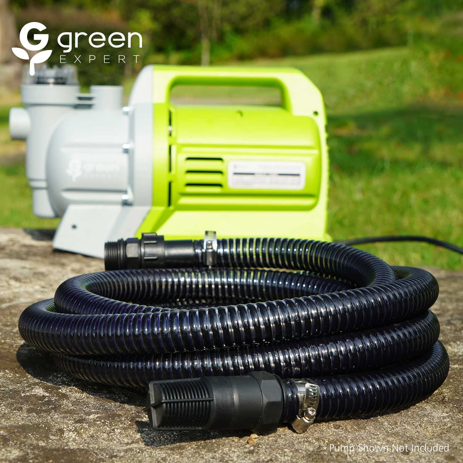 Green Expert - Manguera de entrada de agua de 1 pulgada con válvula de pie para bomba de pozo poco profundo, entrada de nada, tubo de succión de 25 pies de longitud, color negro
